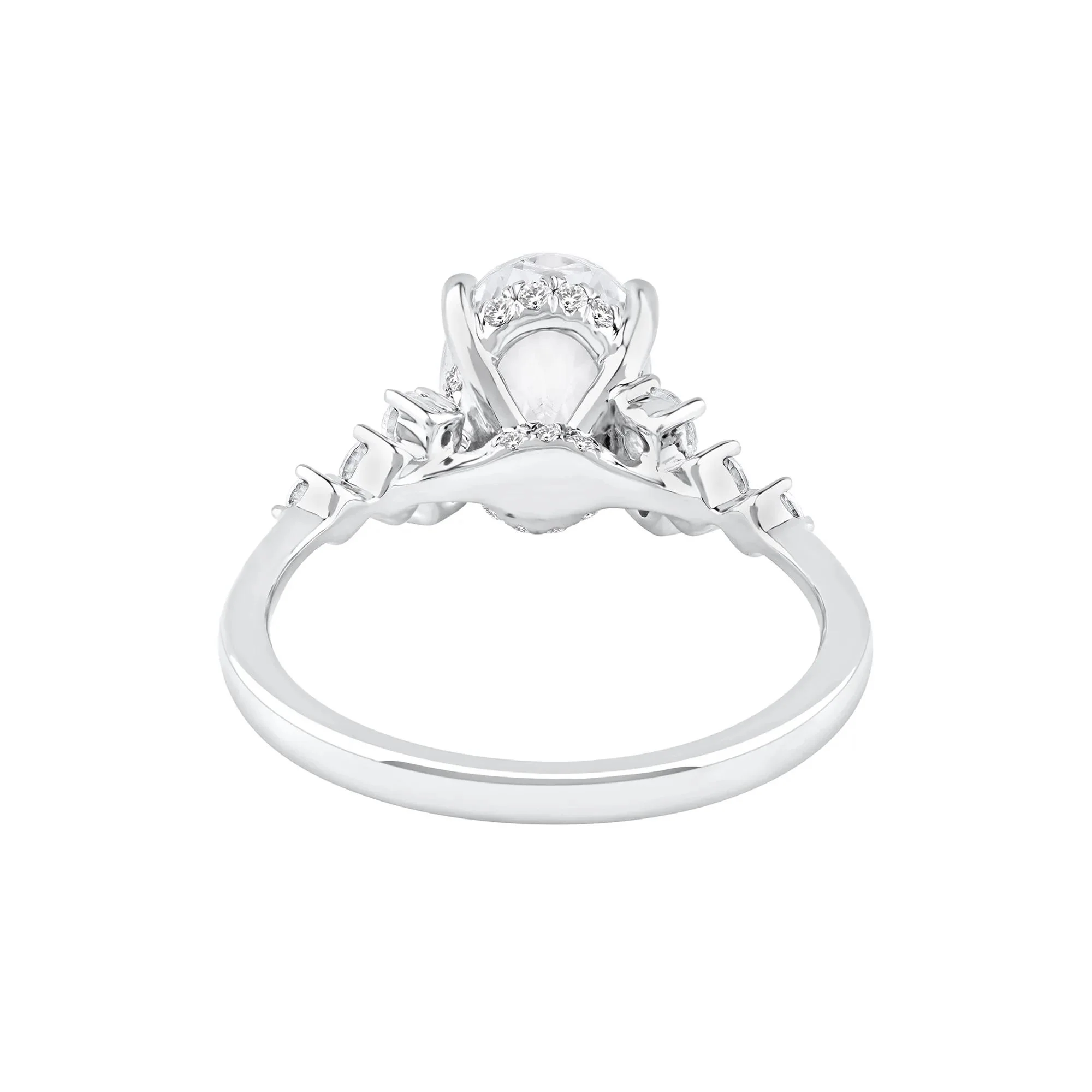 2 1/2 CT. Tw. Lab Grown Diamond Oval-Shaped Engagement Ring 14K White Gold Round Brilliant Cut Size 8.5 2mm - Image 4