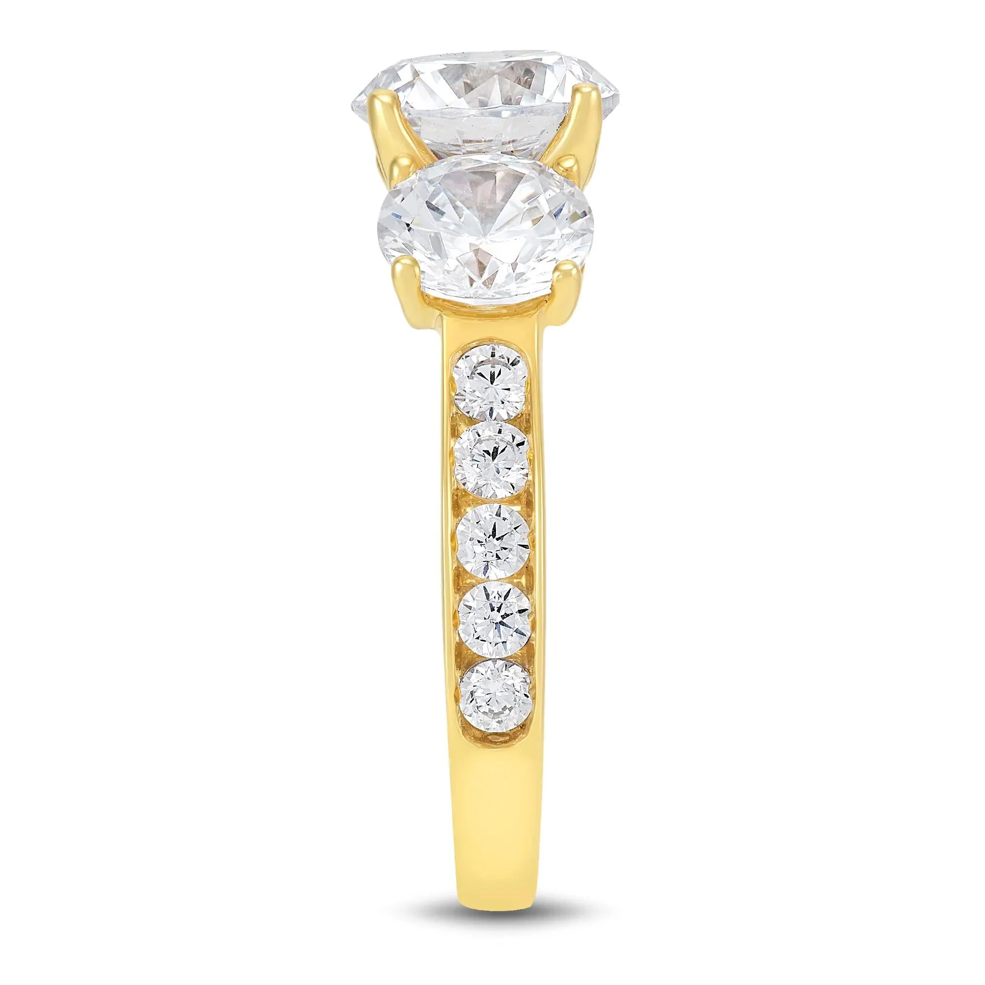 4 1/2 CT. Tw. Lab Grown Diamond Engagement Ring 14K Yellow Gold Round Brilliant Cut Size 8 2mm - Image 3