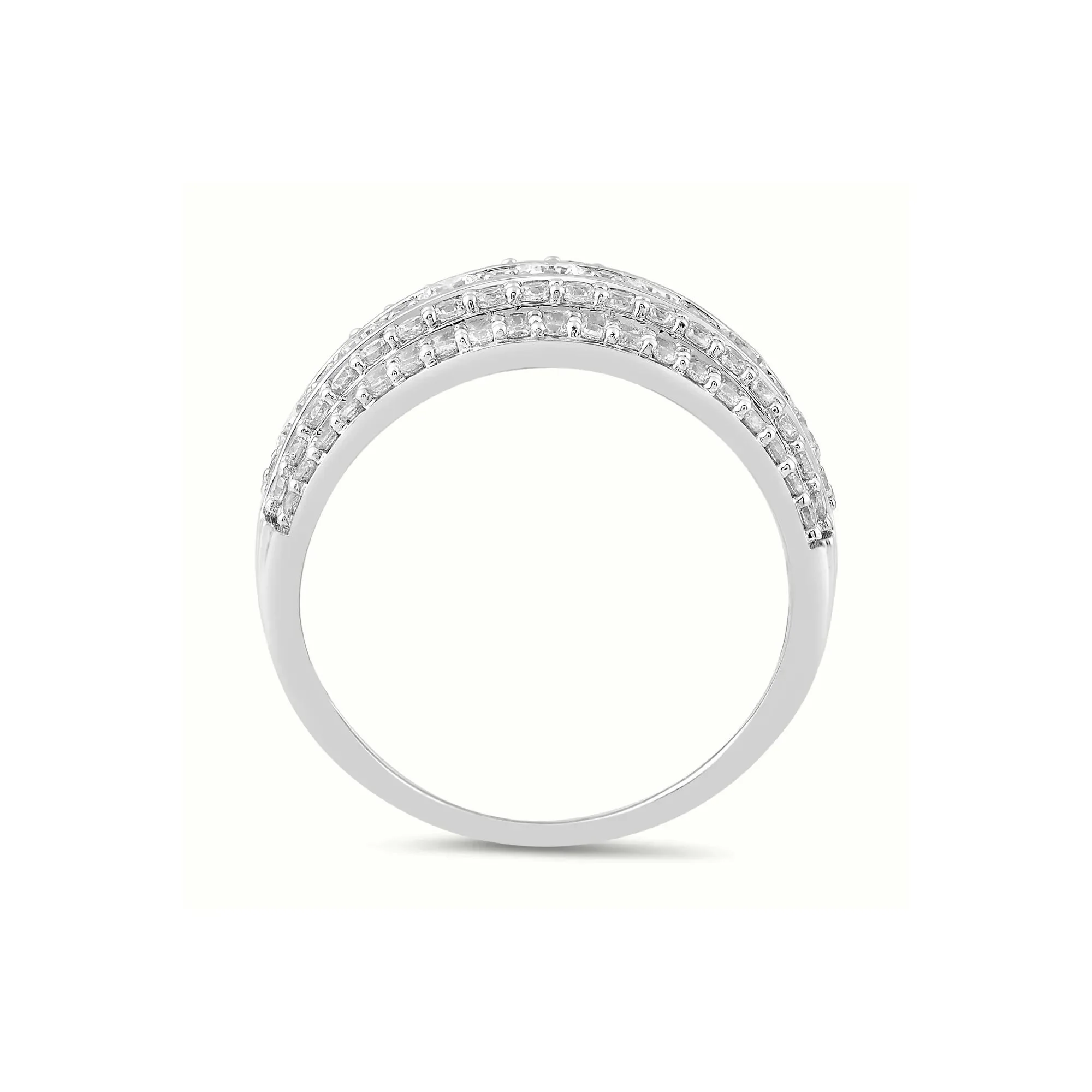 1/2 CT. Tw. Multi-Row Diamond Ring 10K White Gold Round Brilliant Cut Size 7.5 - Image 2