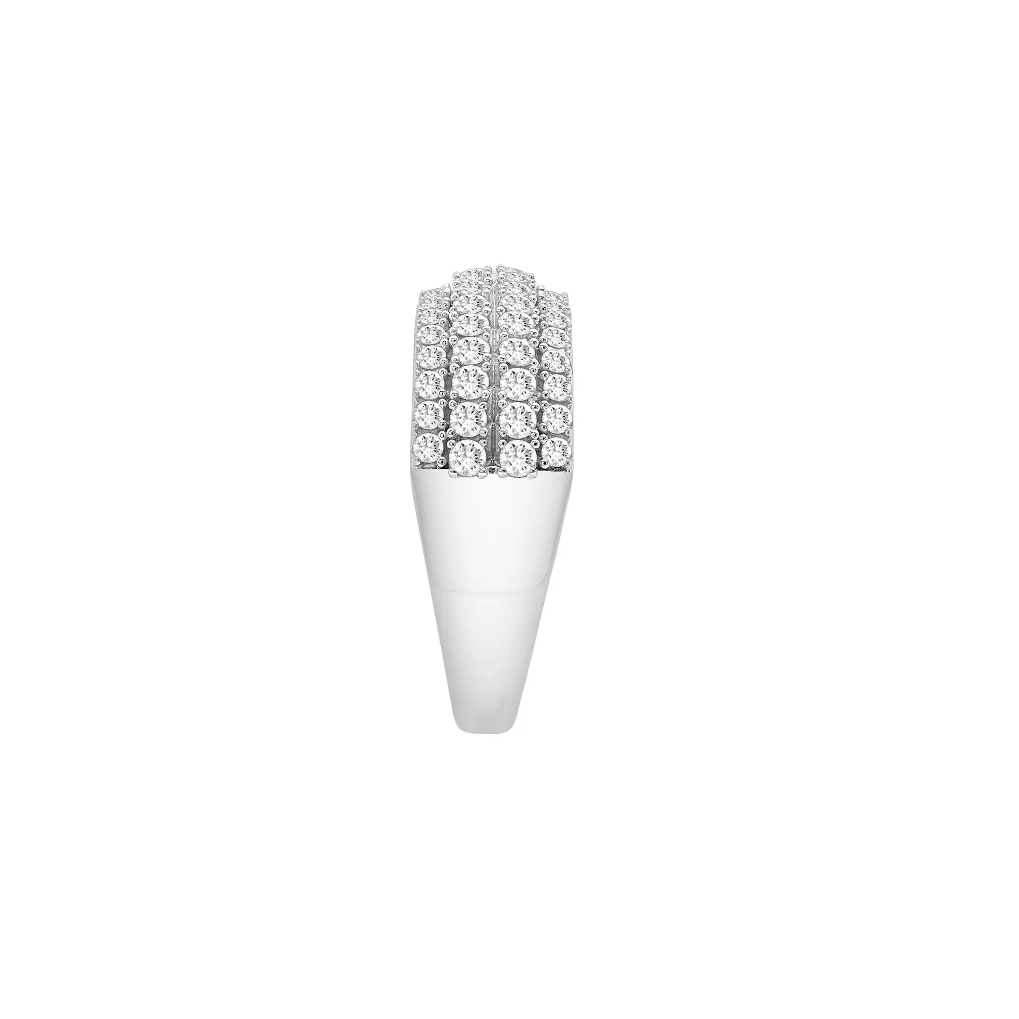 1 CT. Tw. Diamond Multi-Row Band Ring 10K White Gold Round Brilliant Cut Size 7.5 2mm - Image 3
