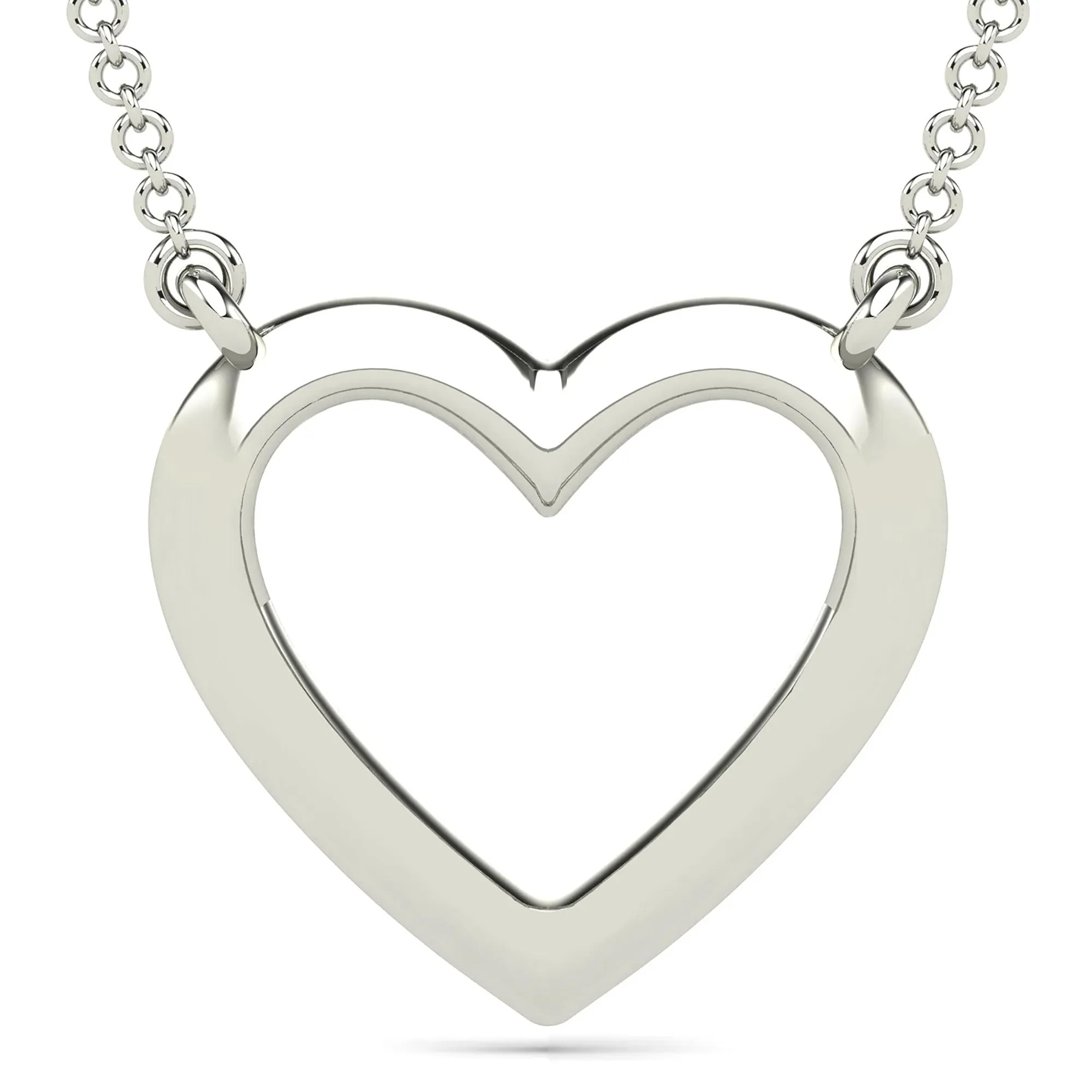 Diamond Accent Heart Necklace 10K White Gold Size 18" - Image 3