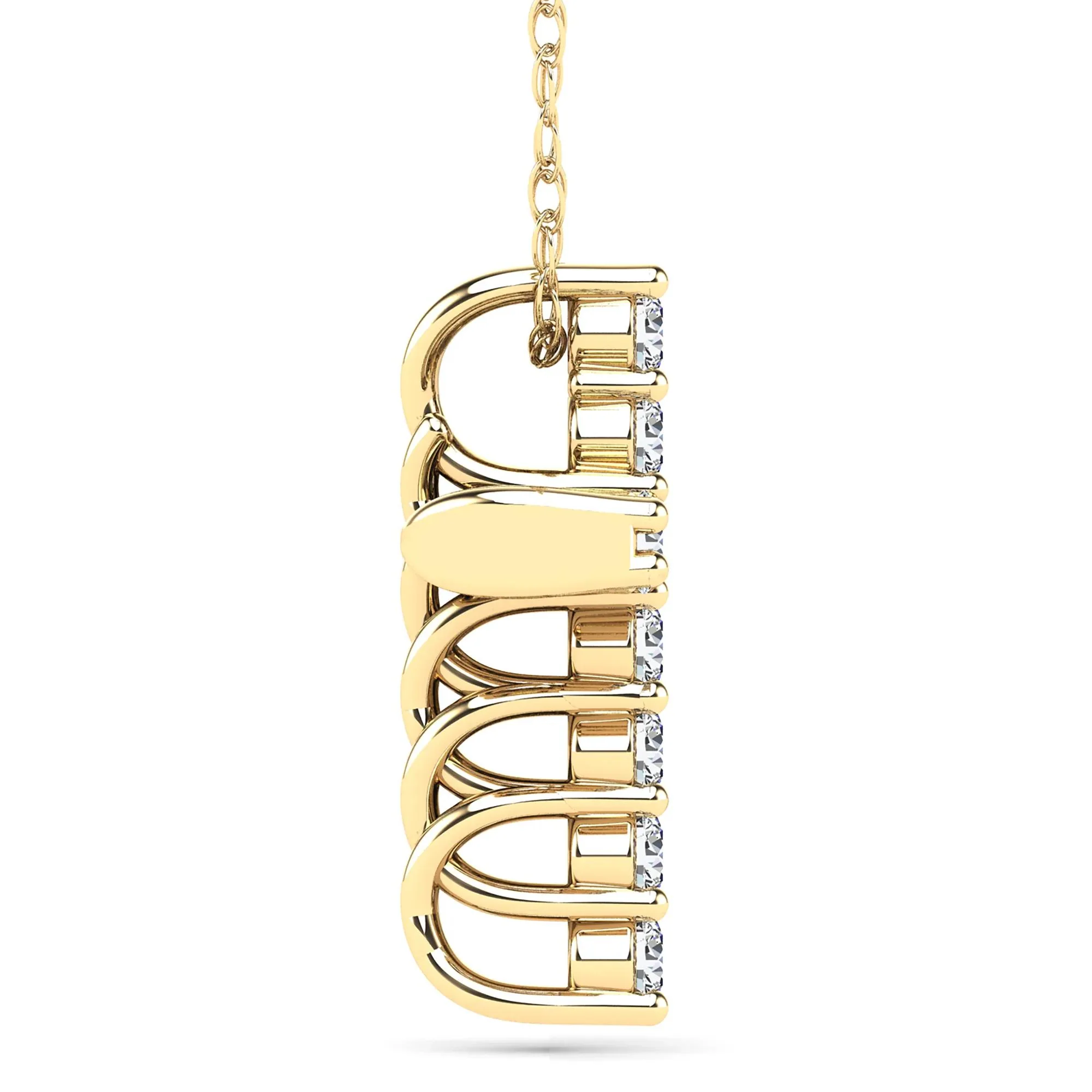 1/10 CT. Tw. Diamond Cross Pendant Necklace 14K Yellow Gold Size 18" - Image 2