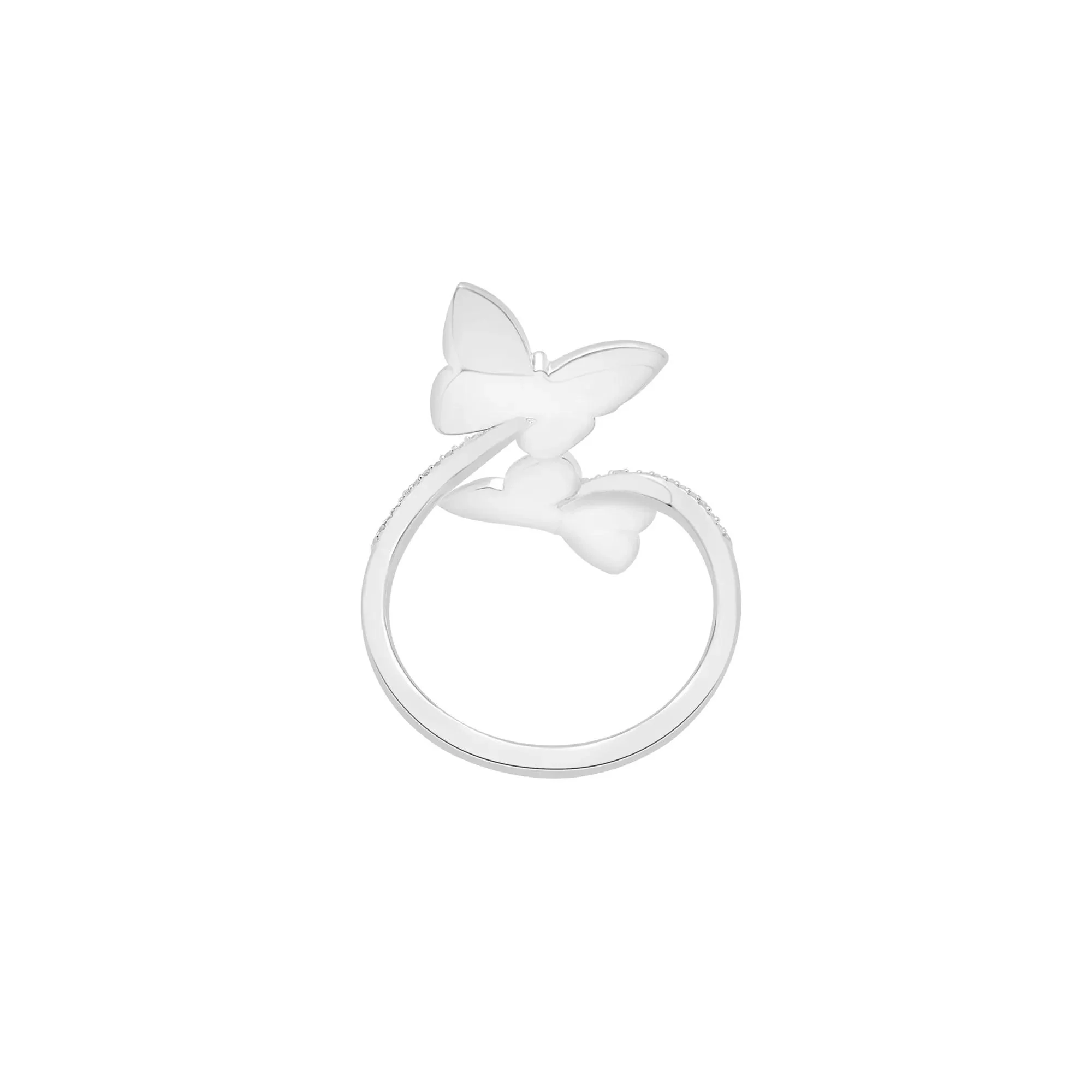 1/2 CT. Tw. Black and White Diamond Butterfly Ring .925 Sterling Silver Size 9 1mm - Image 4