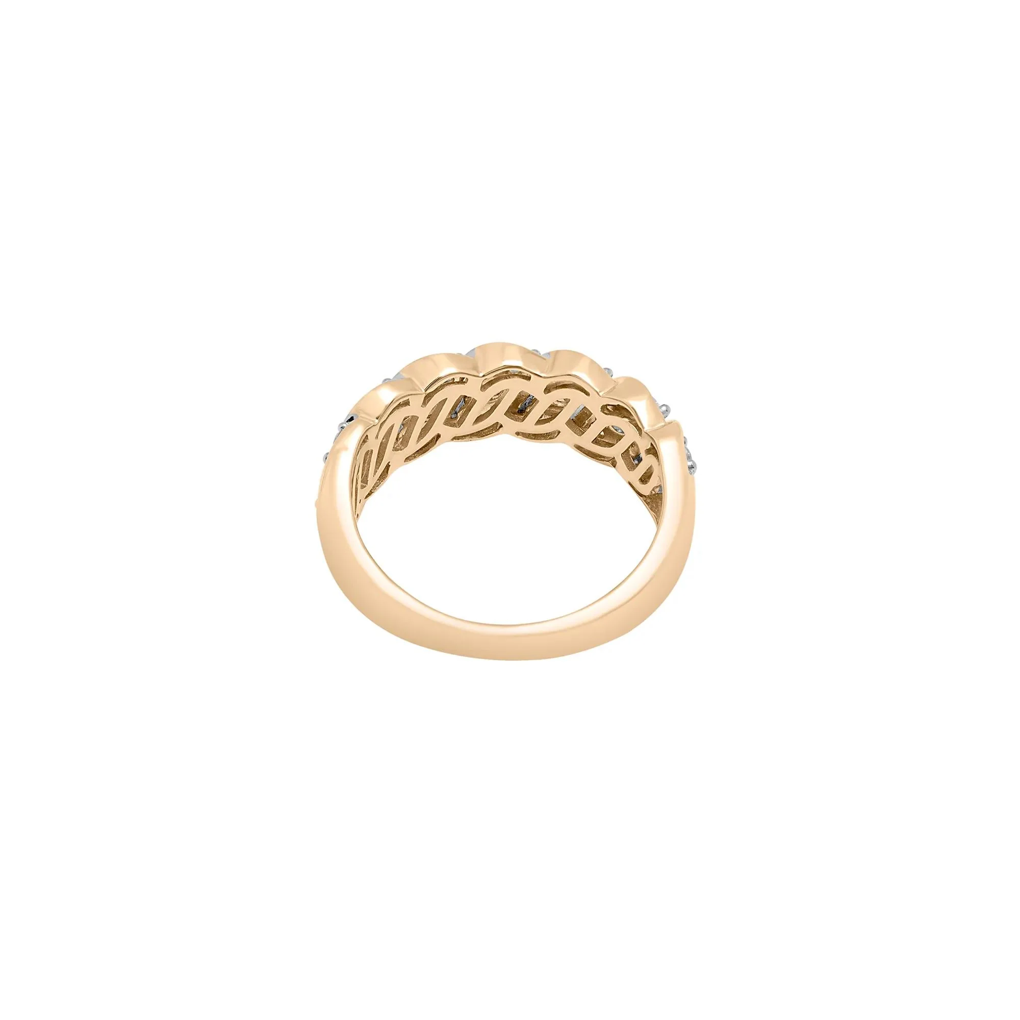 1 CT. Tw. Diamond Band Ring 10K Yellow Gold Round Brilliant Cut Size 7.5 2.5mm - Image 4