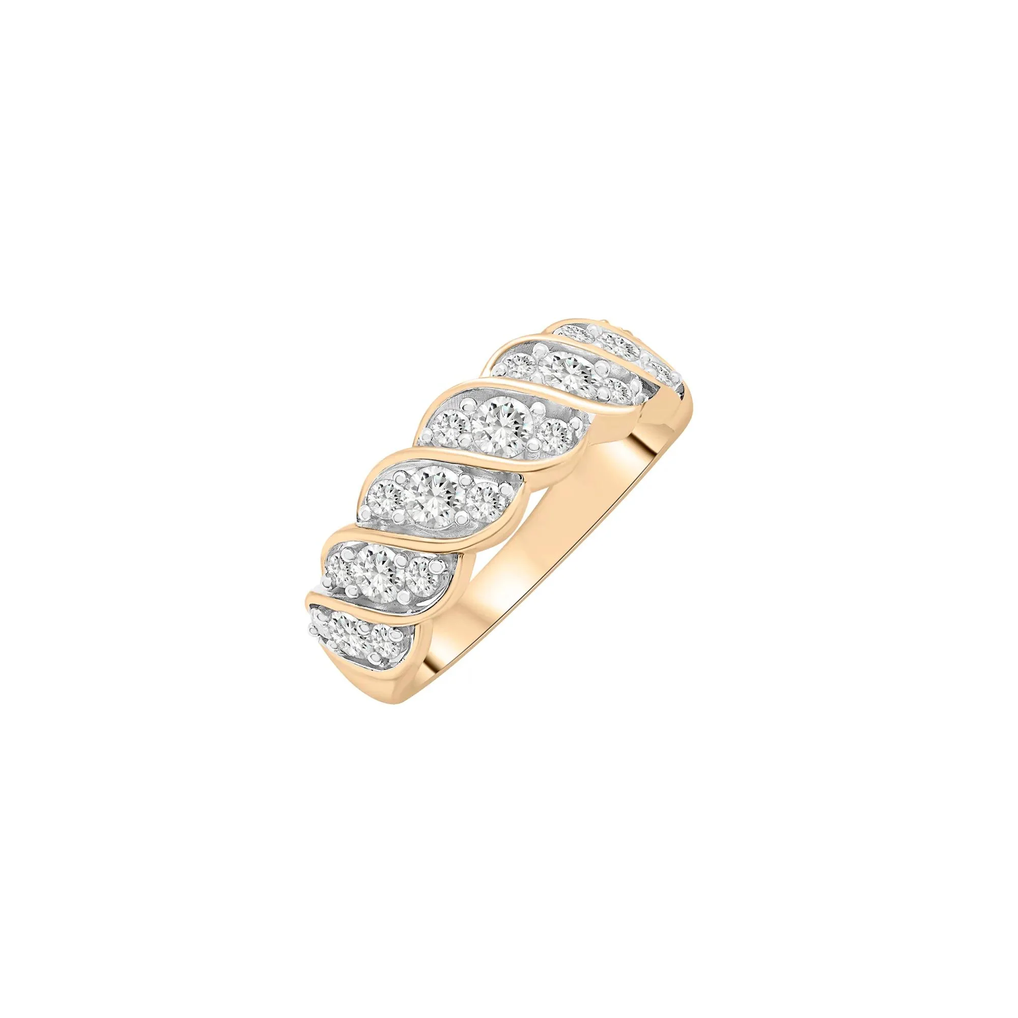1 CT. Tw. Diamond Band Ring 10K Yellow Gold Round Brilliant Cut Size 8 2.5mm - Image 5