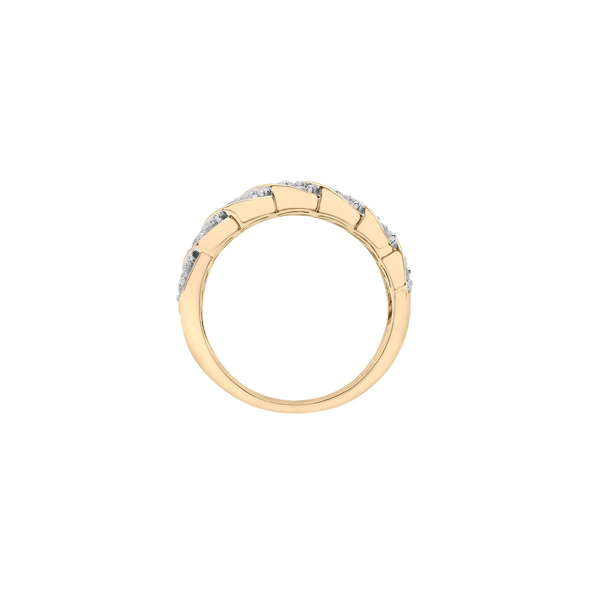 1 CT. Tw. Diamond Band Ring 10K Yellow Gold Round Brilliant Cut Size 8.5 2.5mm - Image 2