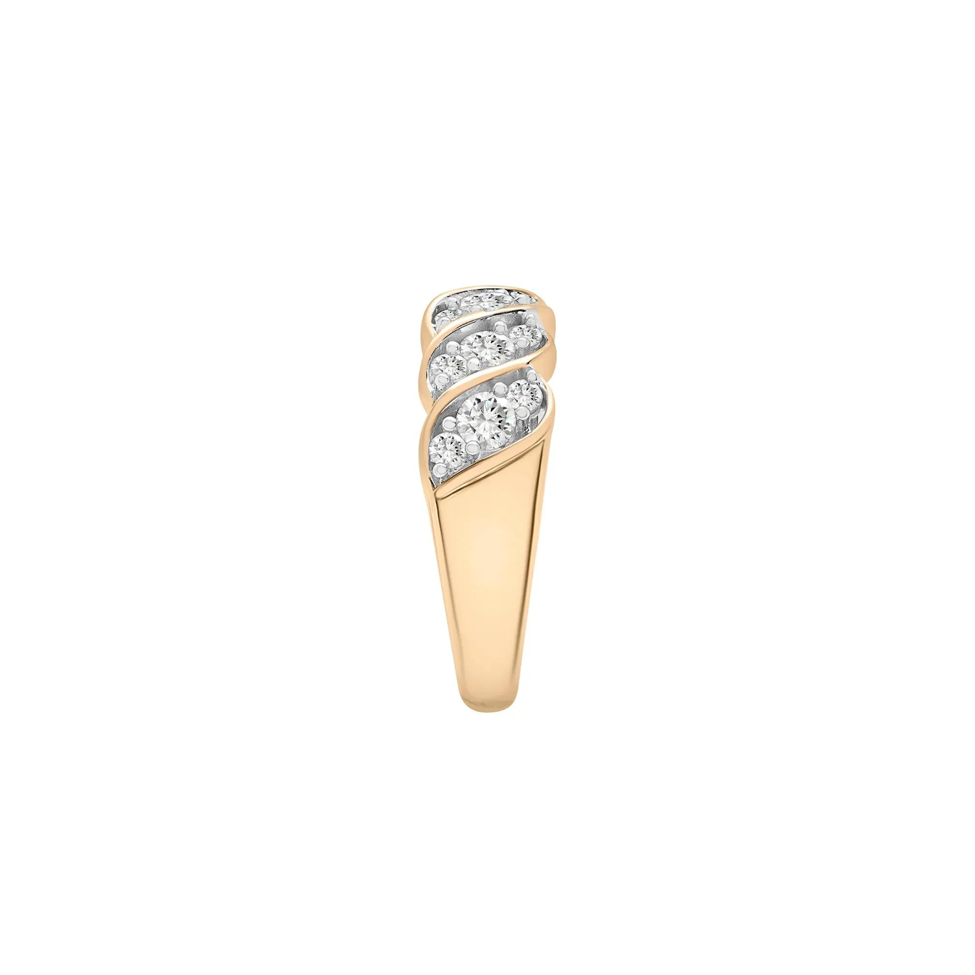 1 CT. Tw. Diamond Band Ring 10K Yellow Gold Round Brilliant Cut Size 8.5 2.5mm - Image 3