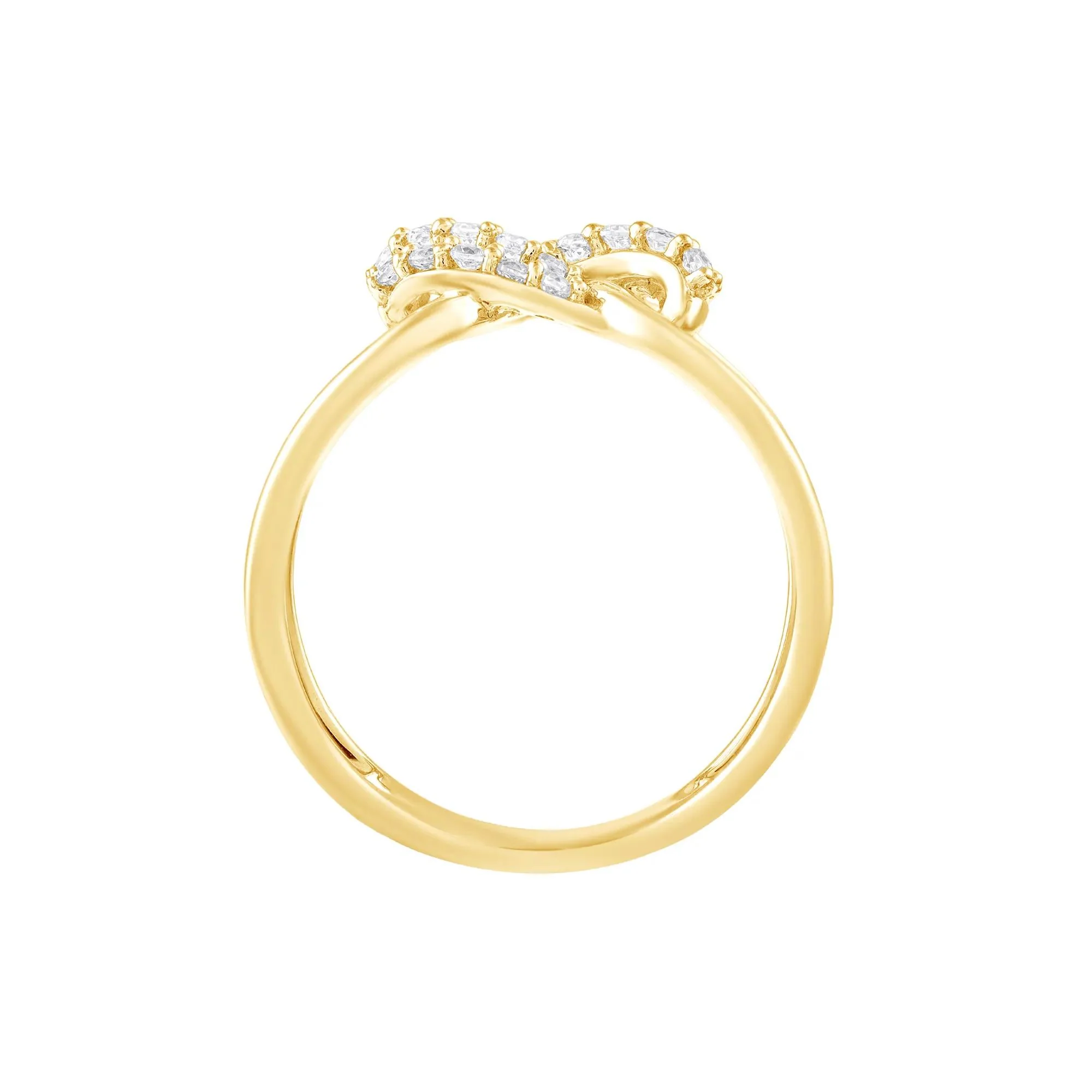 1/4 CT. Tw. Diamond Knot Ring 10K Yellow Gold Round Brilliant Cut Size 7.5 - Image 2