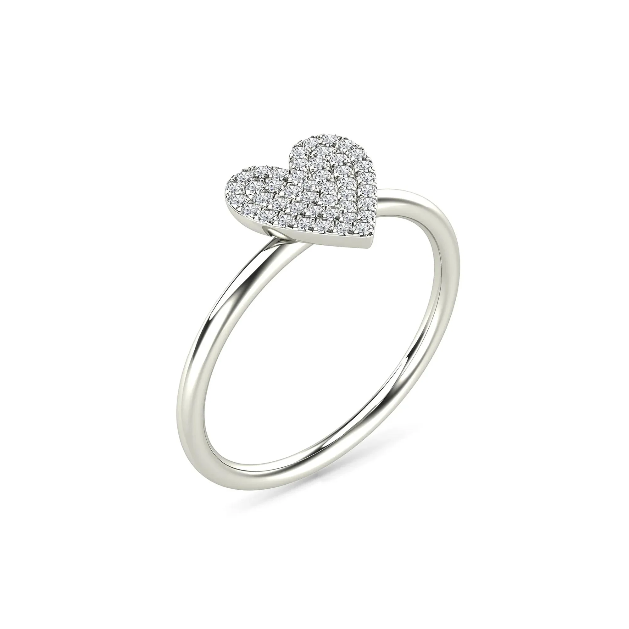 Diamond Heart Ring 14K White Gold (1/8 CT Tw.) Size 4 1.5mm - Image 5