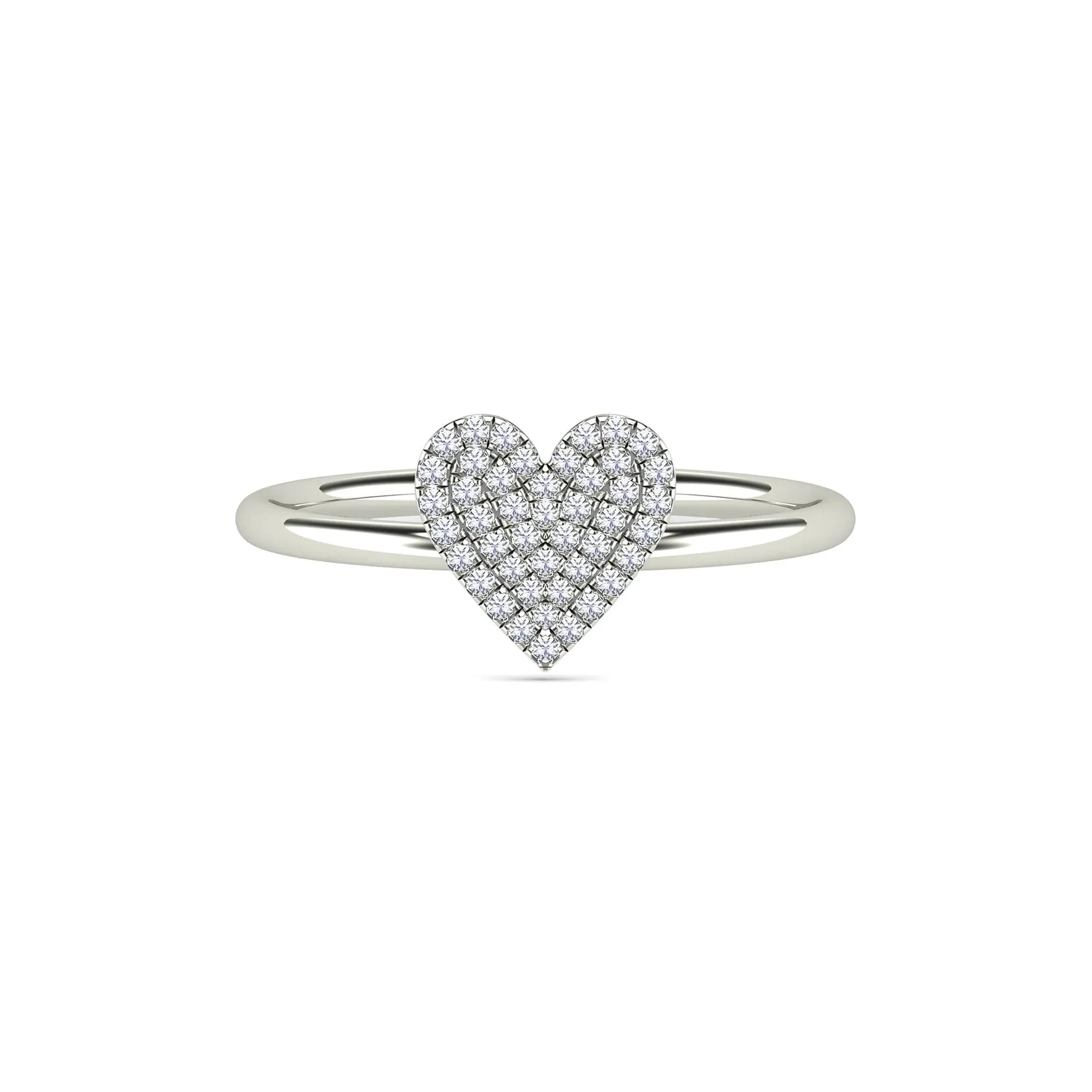 Diamond Heart Ring 14K White Gold (1/8 CT Tw.) Size 7.5 1.5mm