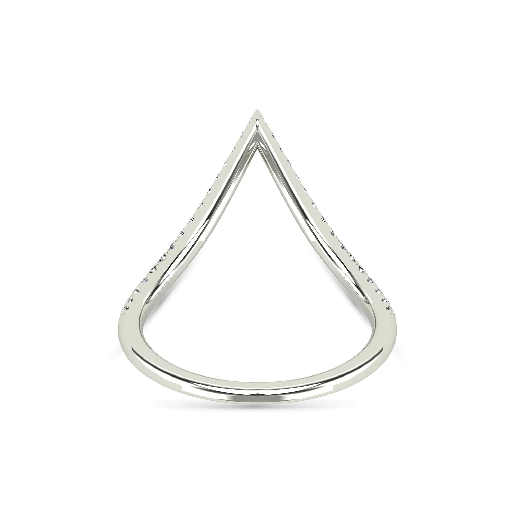1/5 CT. Tw. Diamond Chevron Ring 14K White Gold Round Brilliant Cut Size 6 1.5mm - Image 4
