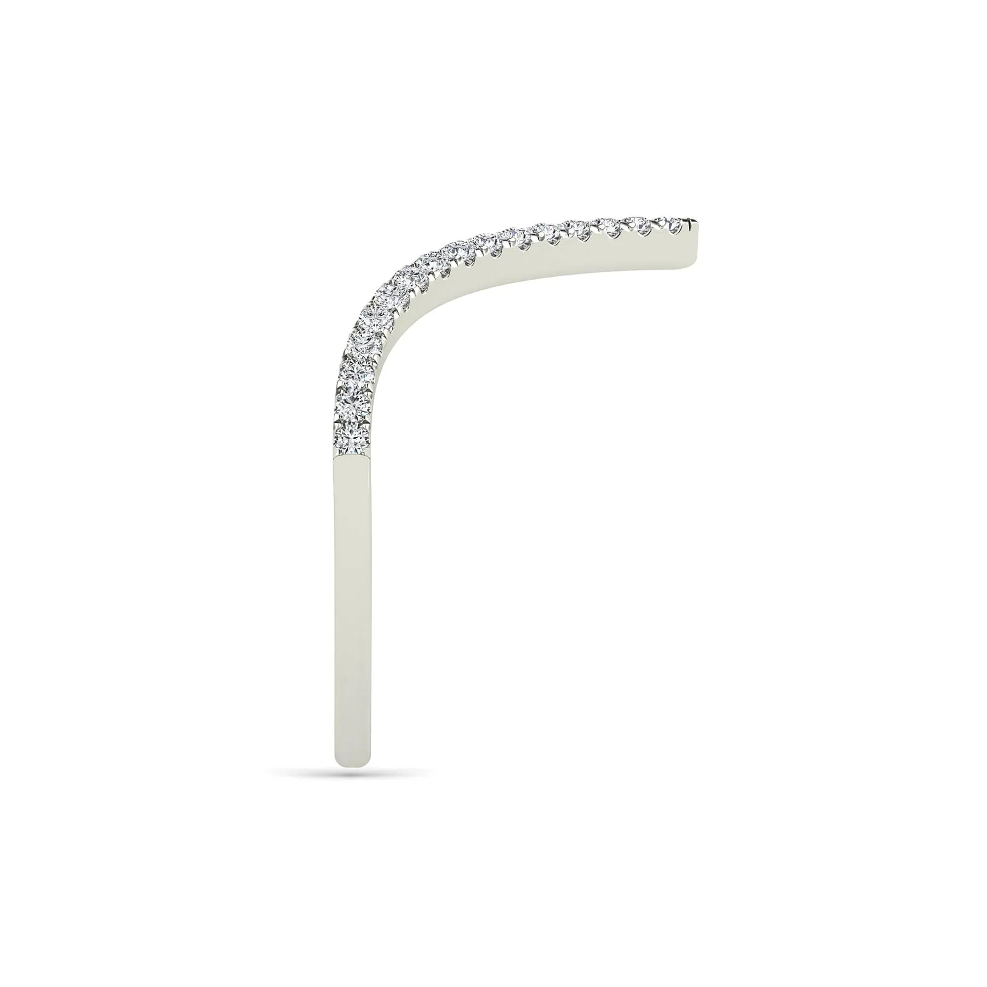 1/5 CT. Tw. Diamond Chevron Ring 14K White Gold Round Brilliant Cut Size 6.5 1.5mm - Image 3