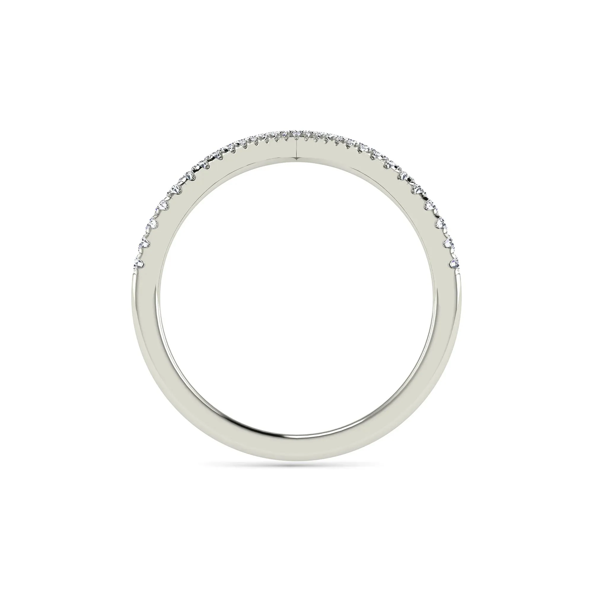 1/5 CT. Tw. Diamond Chevron Ring 14K White Gold Round Brilliant Cut Size 9 1.5mm - Image 2