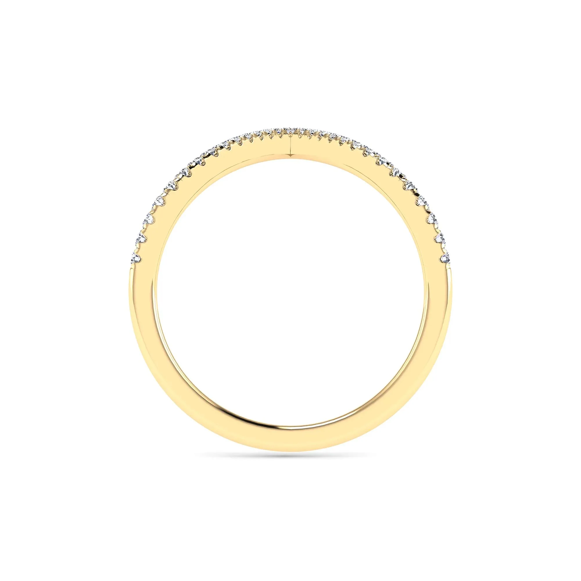 1/5 CT. Tw. Diamond Chevron Ring 14K Yellow Gold Round Brilliant Cut Size 6.5 1.5mm - Image 2