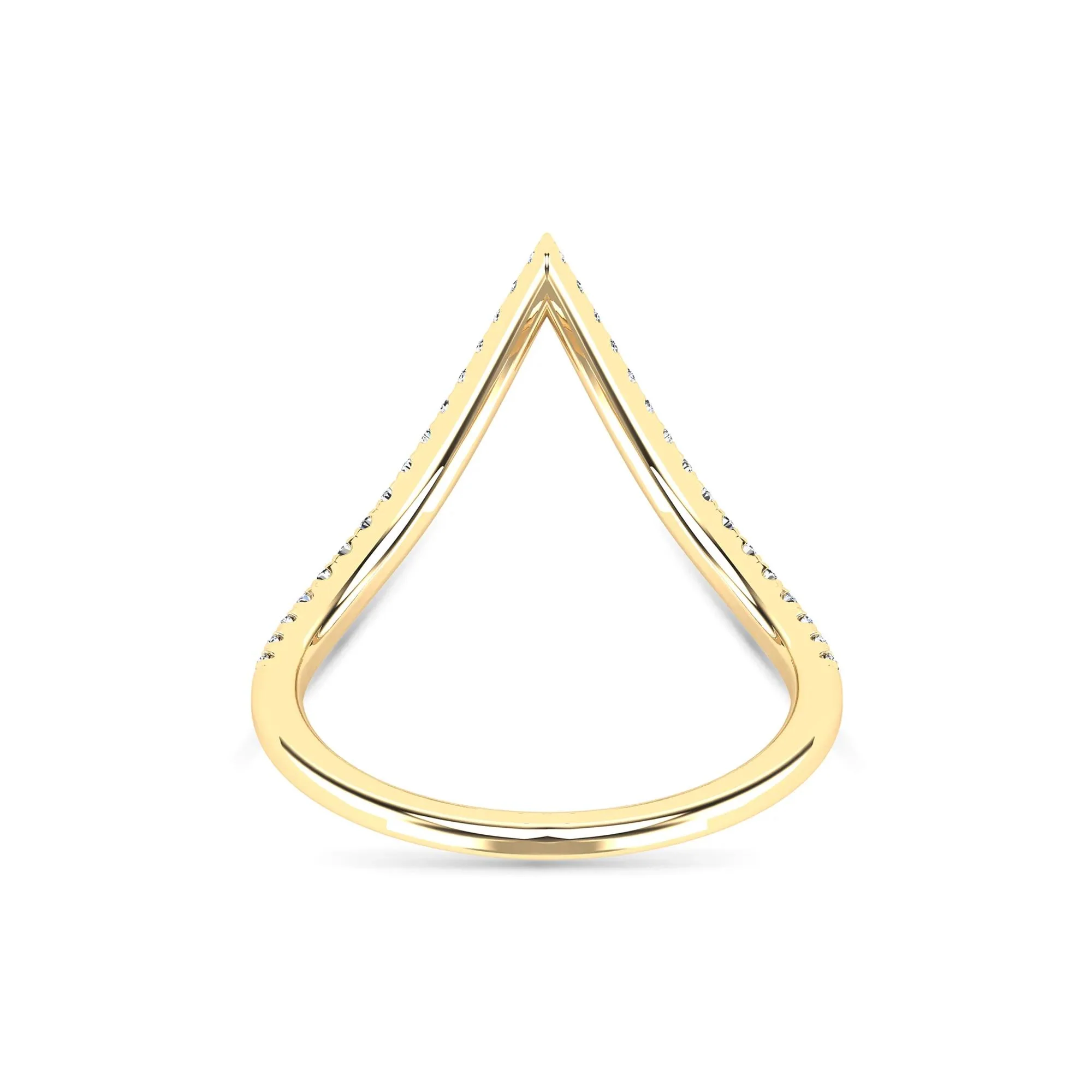 1/5 CT. Tw. Diamond Chevron Ring 14K Yellow Gold Round Brilliant Cut Size 7 1.5mm - Image 4
