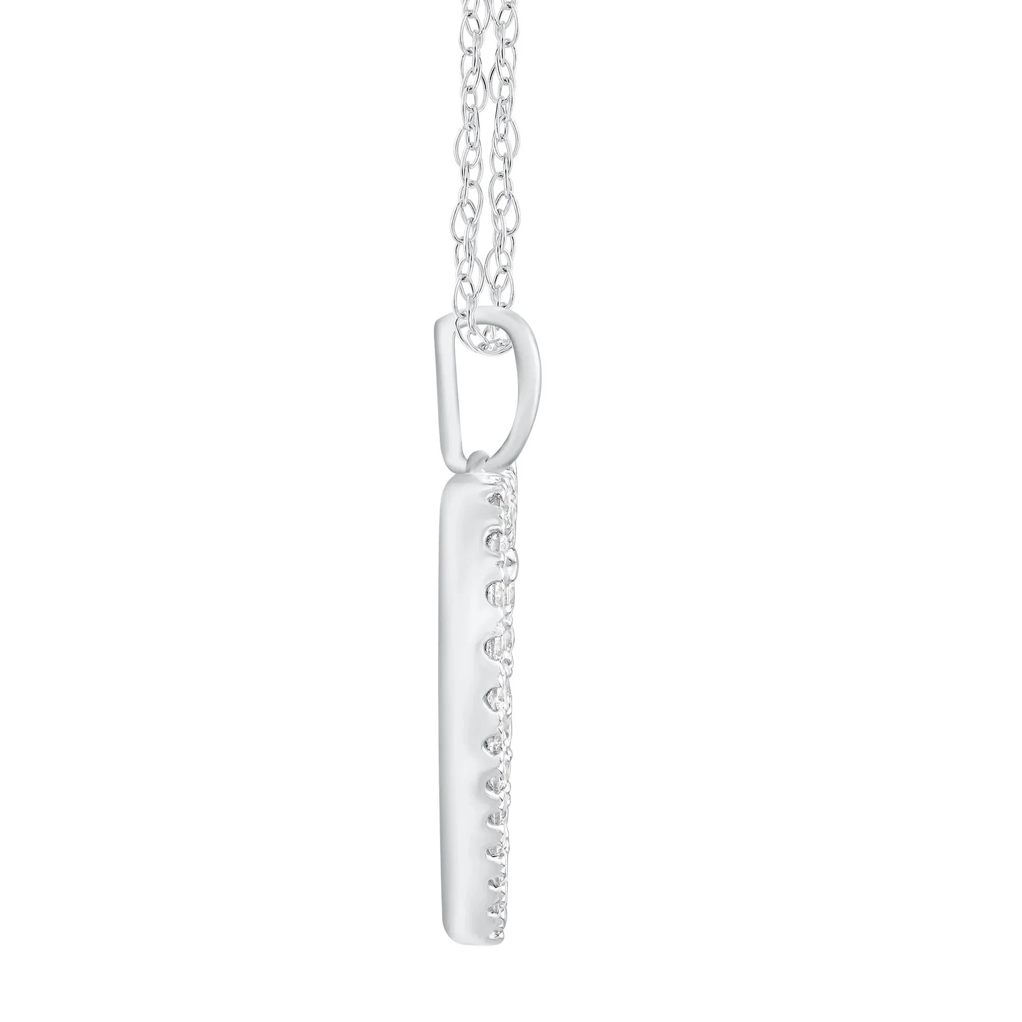 1/3 CT. Tw. Diamond Heart Cross Pendant Necklace 14K White Gold Size 18" - Image 2