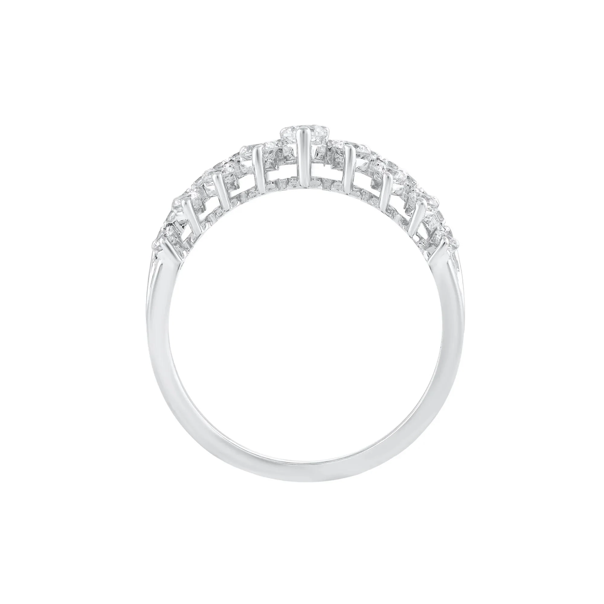 1 CT. Tw. Diamond Band Ring 10K White Gold Round Brilliant Cut Size 7.5 - Image 2