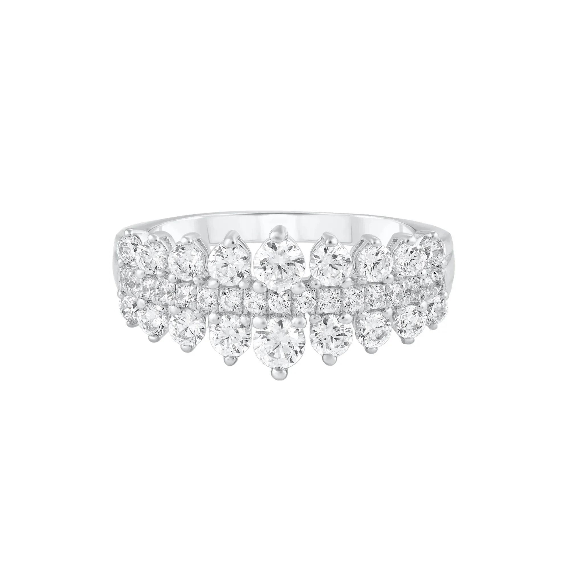 1 CT. Tw. Diamond Band Ring 10K White Gold Round Brilliant Cut Size 9