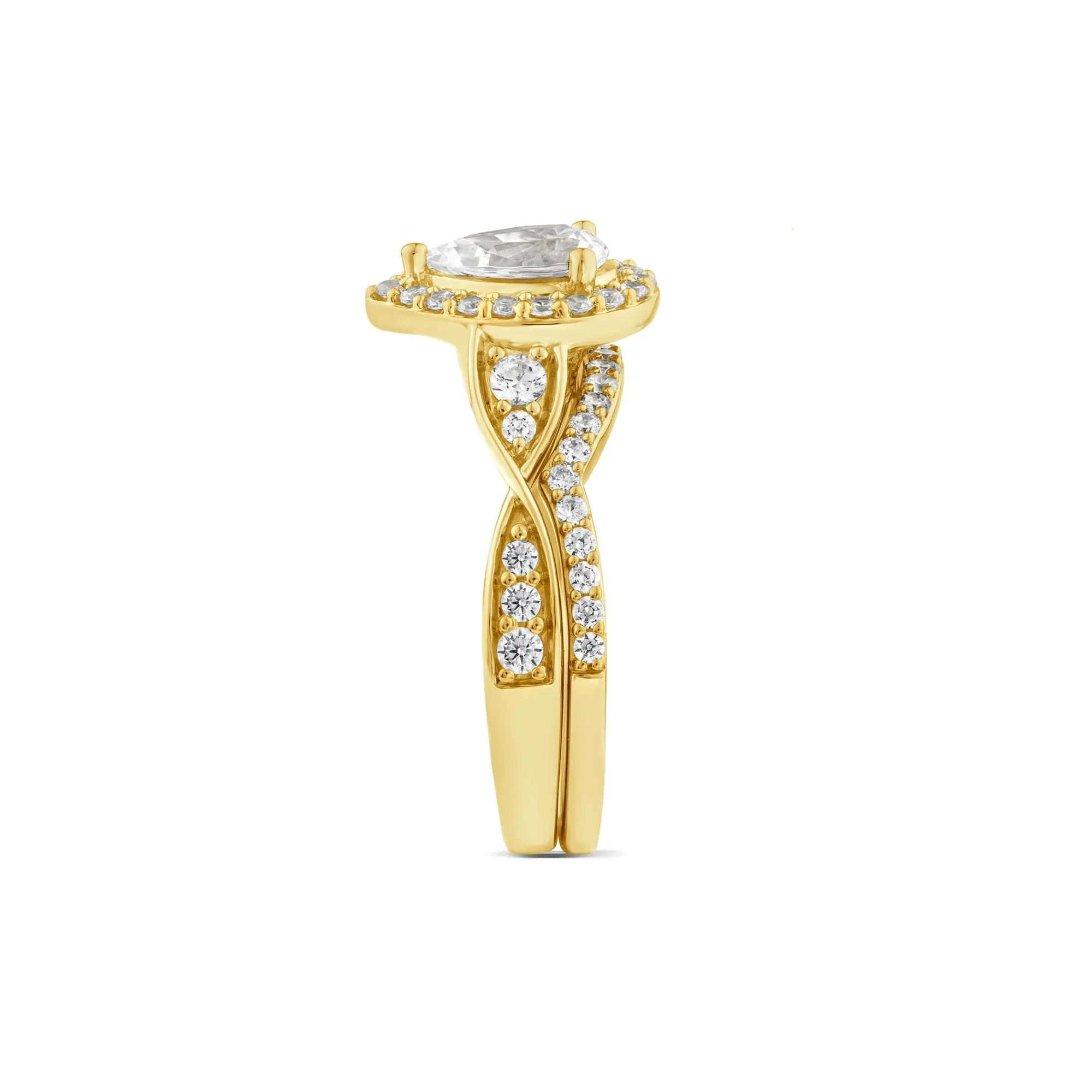 1/3 CT. Tw. Lab Grown Diamond Pear-Shaped Engagement Ring 10K Yellow Gold Round Brilliant Cut Size 6 - Image 3