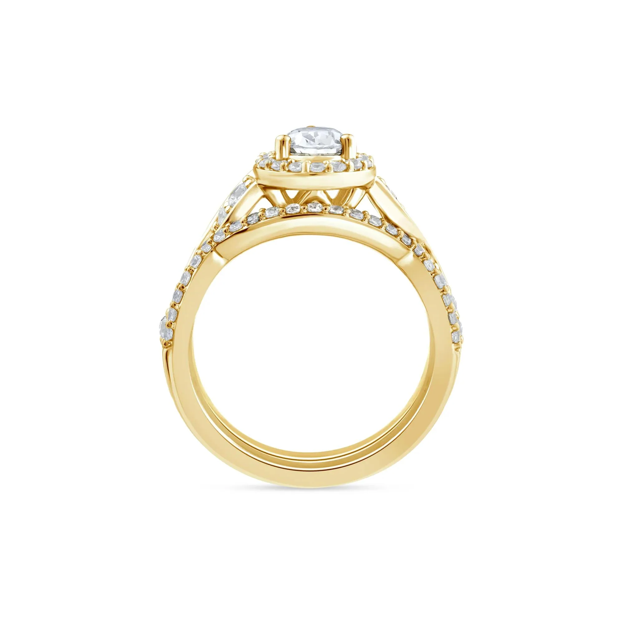 1/3 CT. Tw. Lab Grown Diamond Pear-Shaped Engagement Ring 10K Yellow Gold Round Brilliant Cut Size 9 - Image 2
