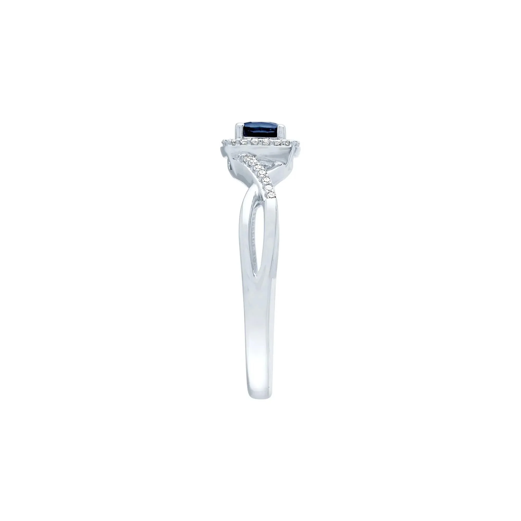 Sapphire & Diamond Promise Ring 10K White Gold Size 6 - Image 2