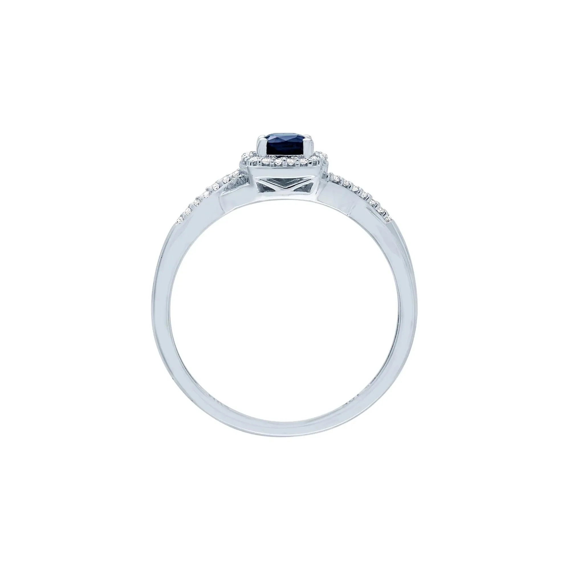 Sapphire & Diamond Promise Ring 10K White Gold Size 6 - Image 3