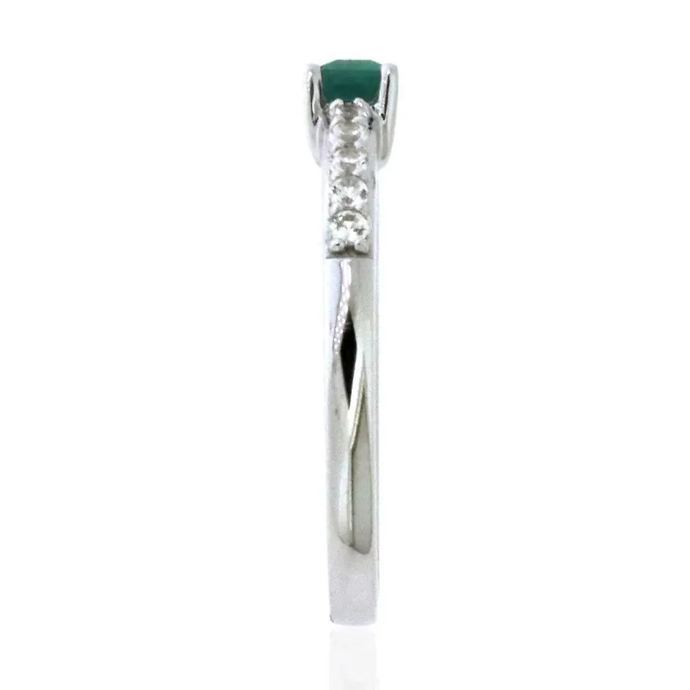 Lab Created Emerald & White Sapphire Stack Ring .925 Sterling Silver Size 6.5 - Image 2