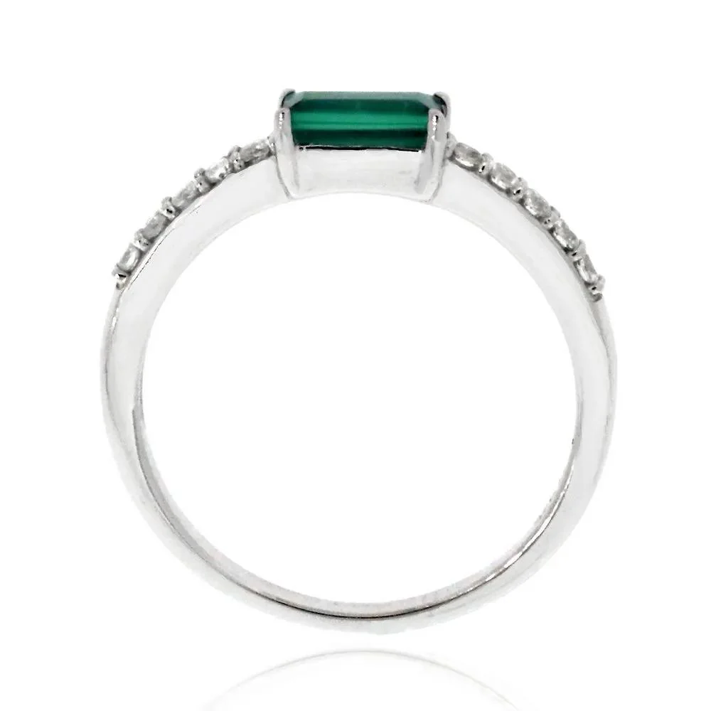 Lab Created Emerald & White Sapphire Stack Ring .925 Sterling Silver Size 7 - Image 3