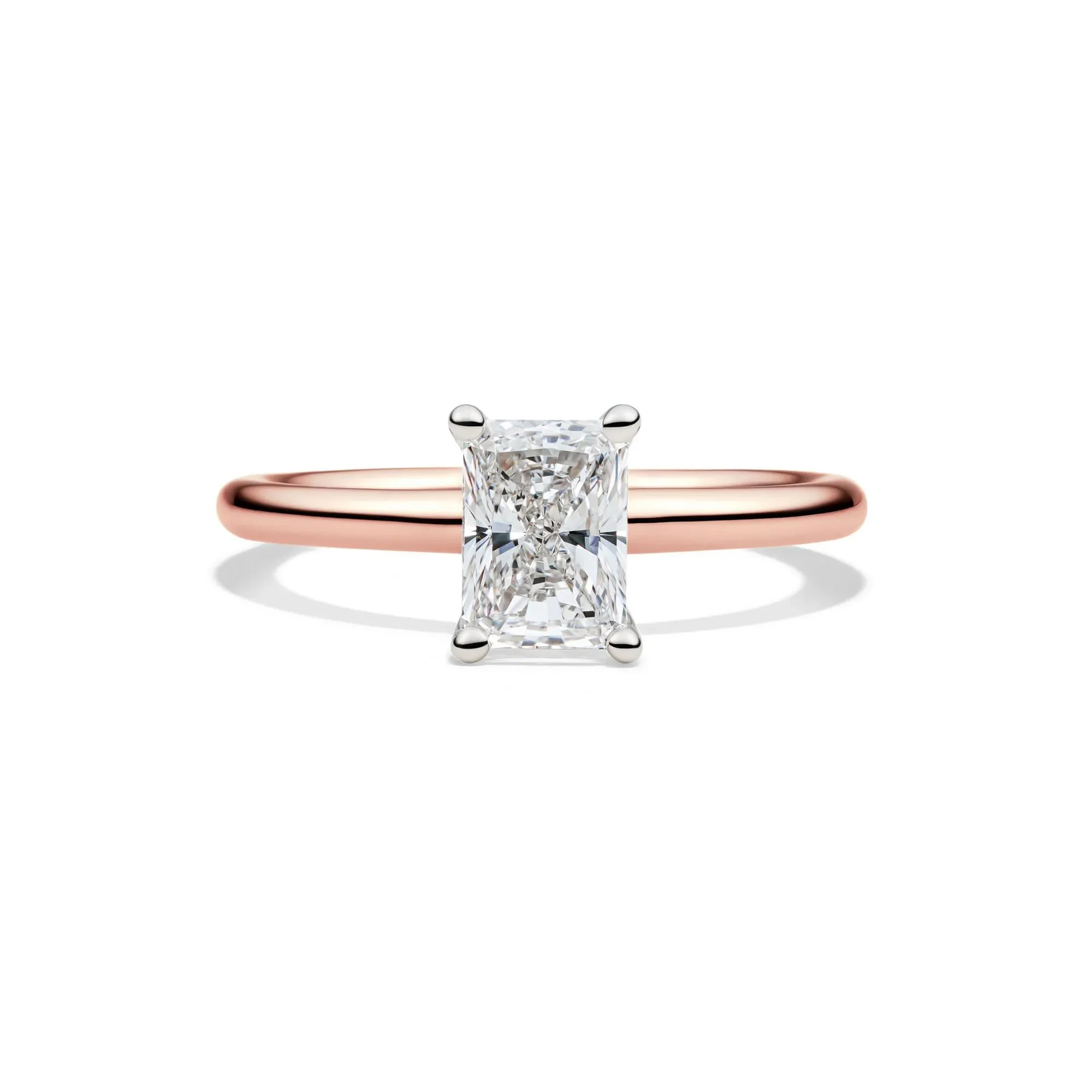 Lab Grown Diamond Radiant-Cut Solitaire Ring 14K Rose Gold (1 CT.) Size 6 2mm