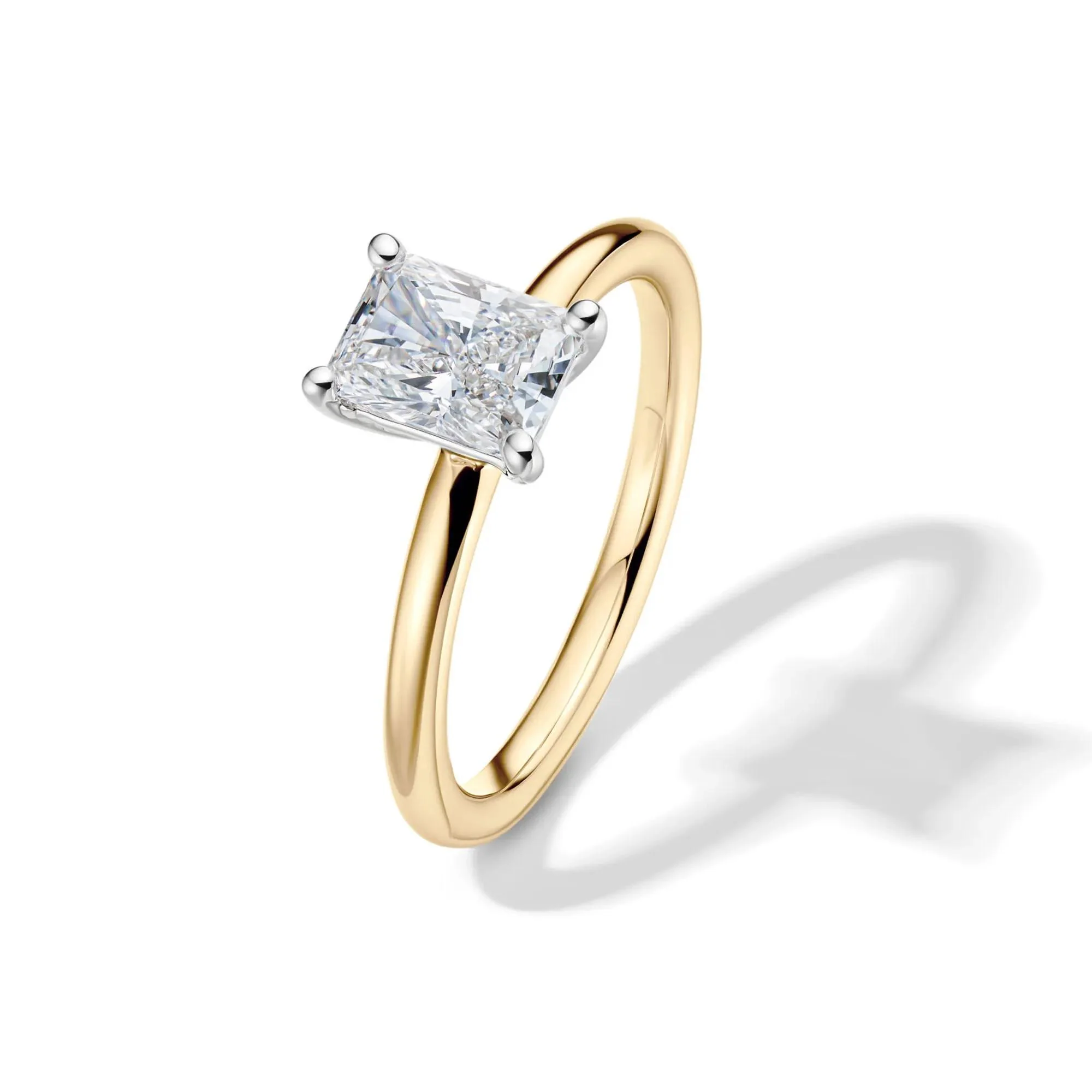 Lab Grown Diamond Radiant-Cut Solitaire Ring 14K Yellow Gold (1 CT.) Size 4 2mm - Image 4