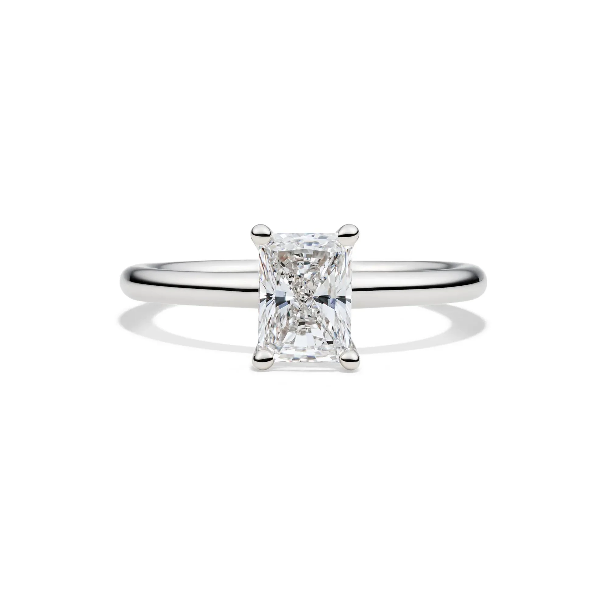 Lab Grown Diamond Radiant-Cut Solitaire Ring Platinum (1 CT.) White Size 7 2mm