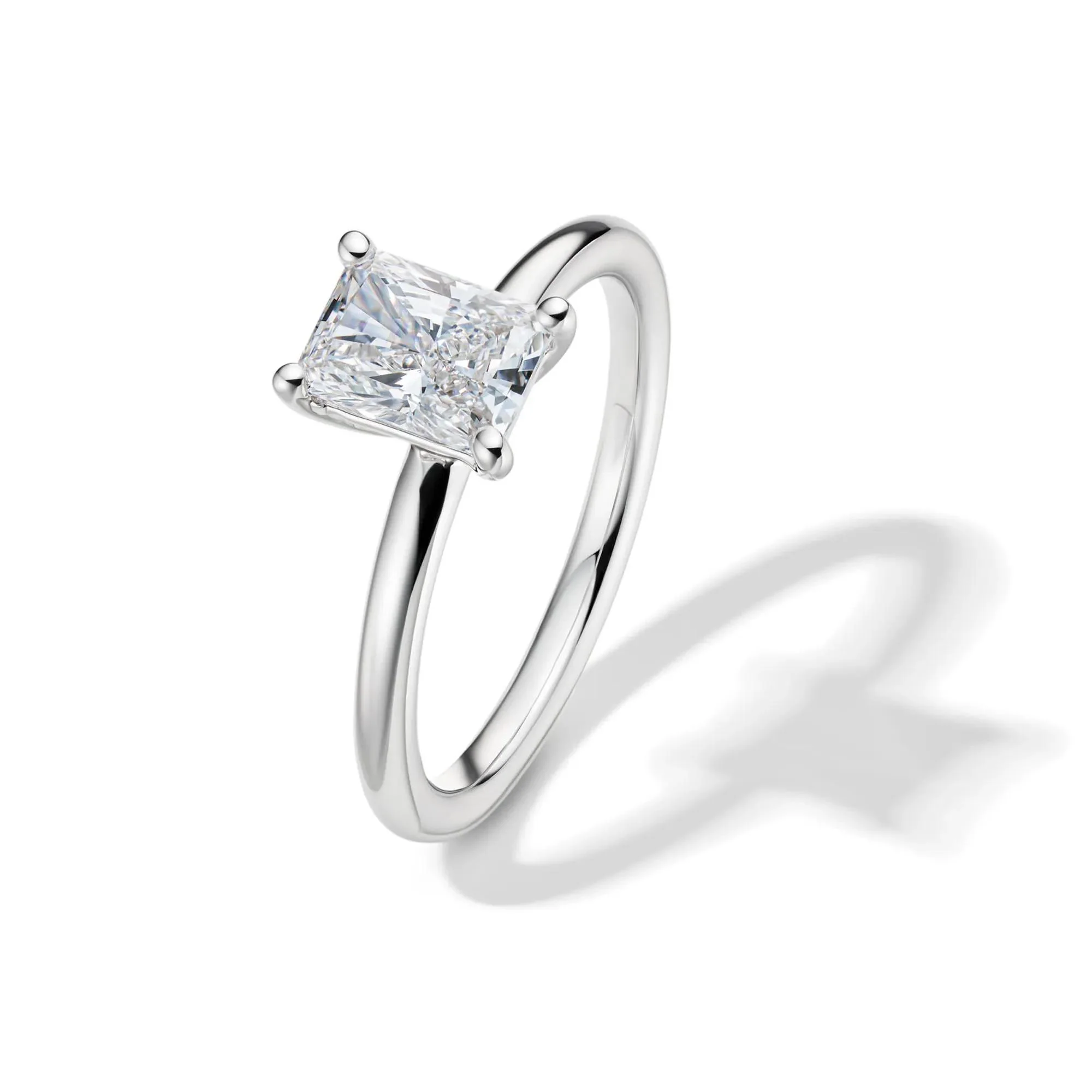 Lab Grown Diamond Radiant-Cut Solitaire Ring Platinum (1 CT.) White Size 8.5 2mm - Image 4