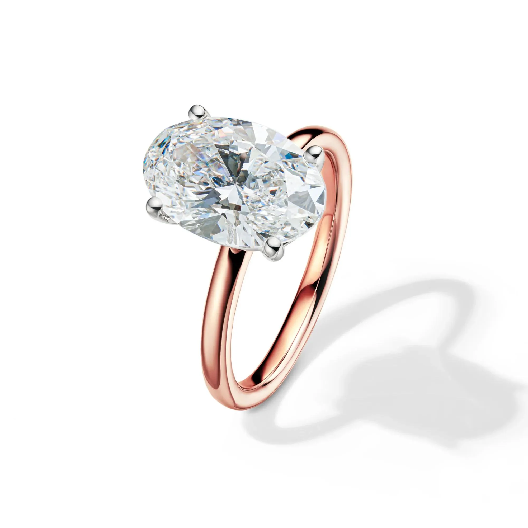 Lab Grown Diamond Oval Solitaire Engagement Ring 14K Rose Gold (4 CT.) Size 5.5 2mm - Image 4