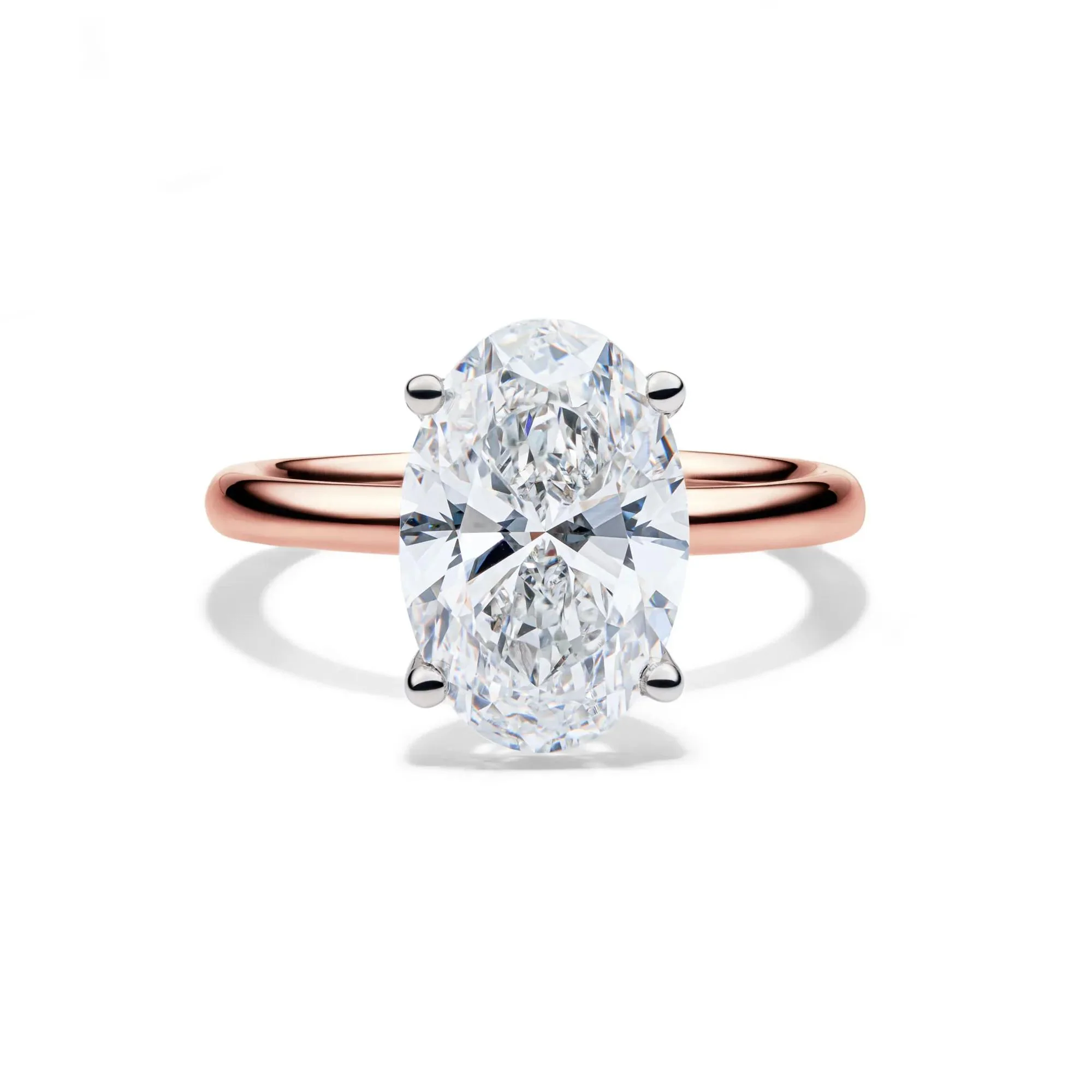Lab Grown Diamond Oval Solitaire Engagement Ring 14K Rose Gold (4 CT.) Size 7 2mm