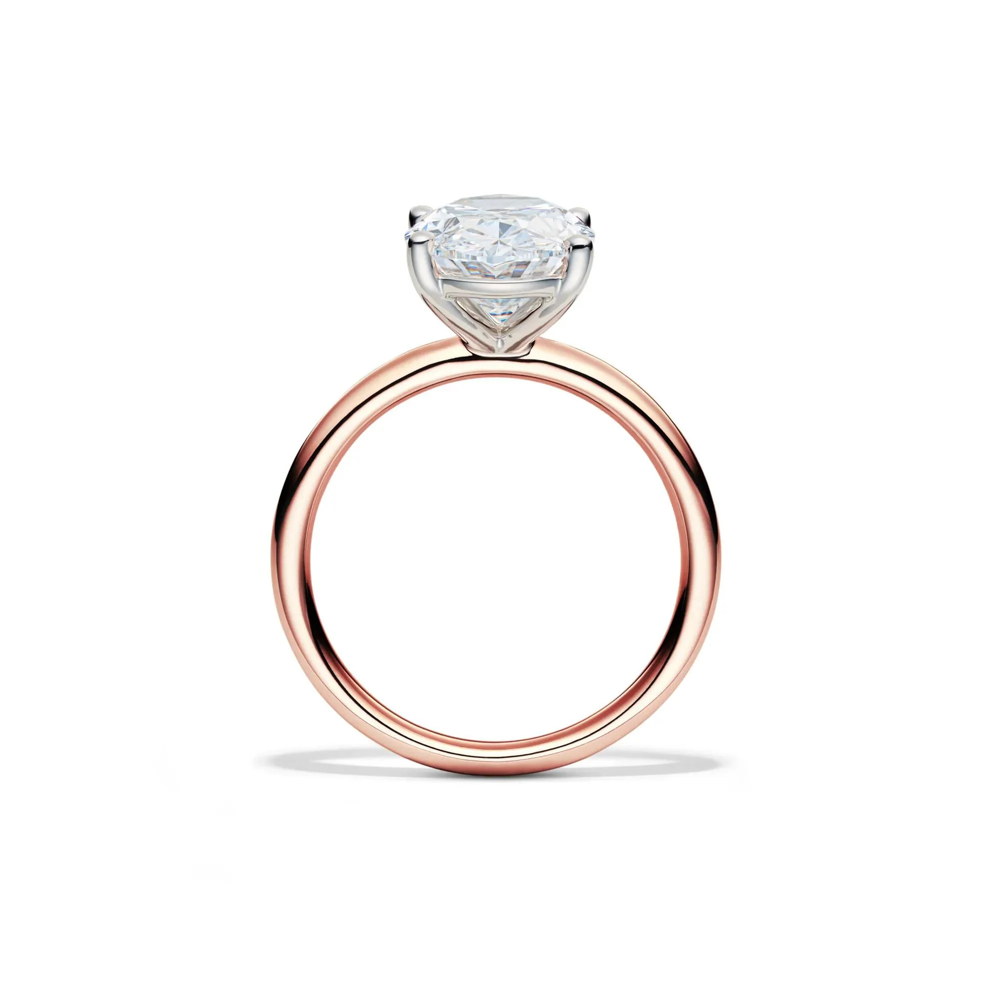 Lab Grown Diamond Oval Solitaire Engagement Ring 14K Rose Gold (4 CT.) Size 9 2mm - Image 2