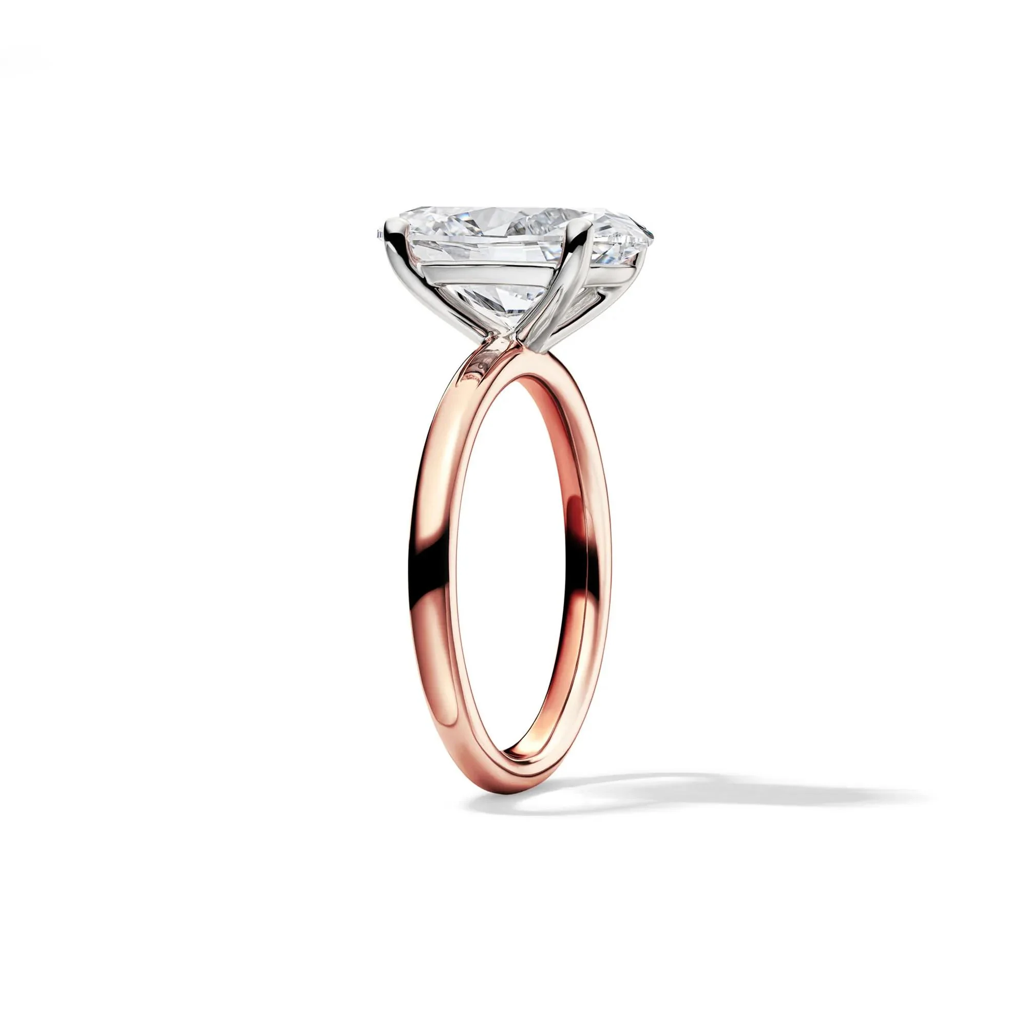 Lab Grown Diamond Oval Solitaire Engagement Ring 14K Rose Gold (4 CT.) Size 9 2mm - Image 3