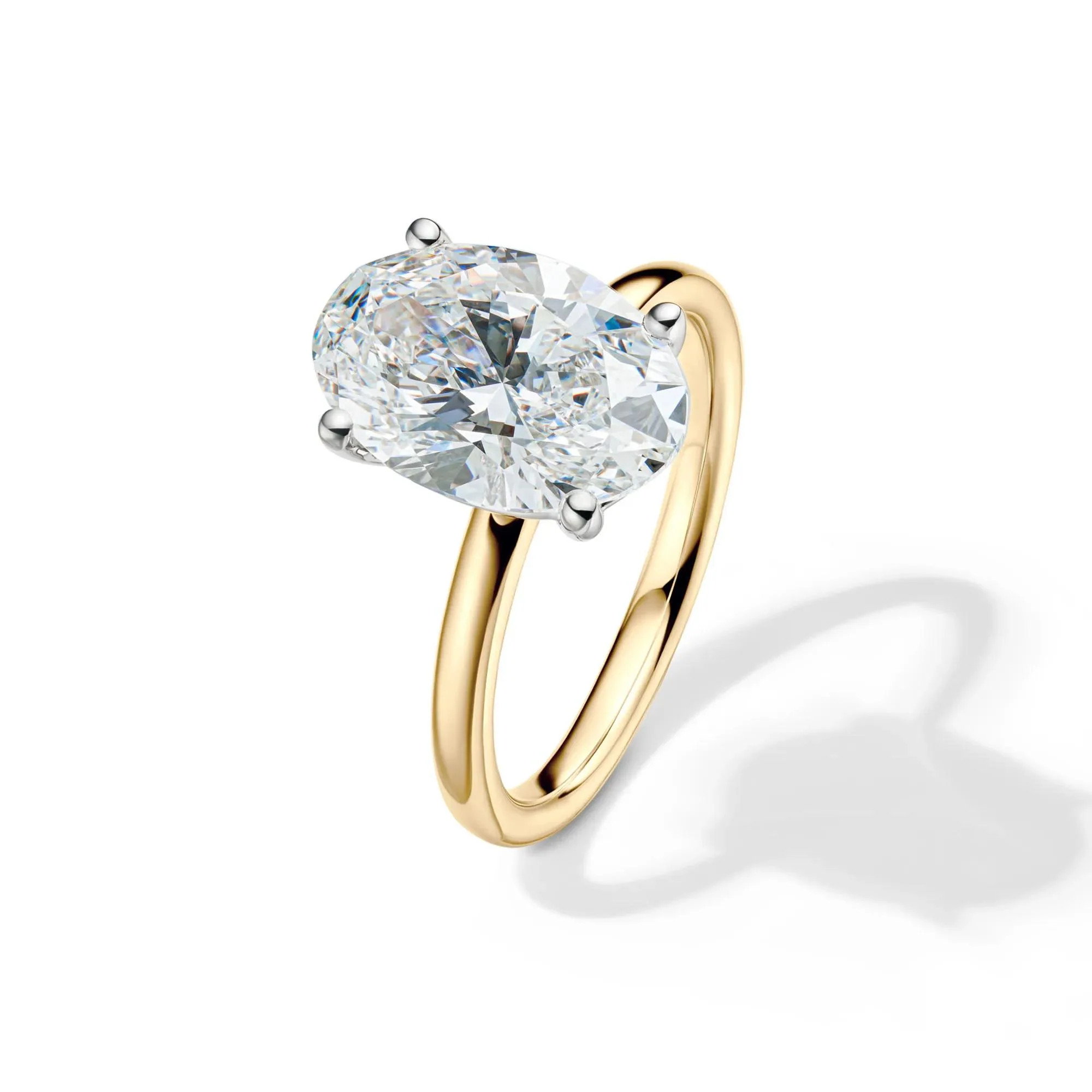 Lab Grown Diamond Oval Solitaire Engagement Ring 14K Yellow Gold (4 CT.) Size 7 2mm - Image 4