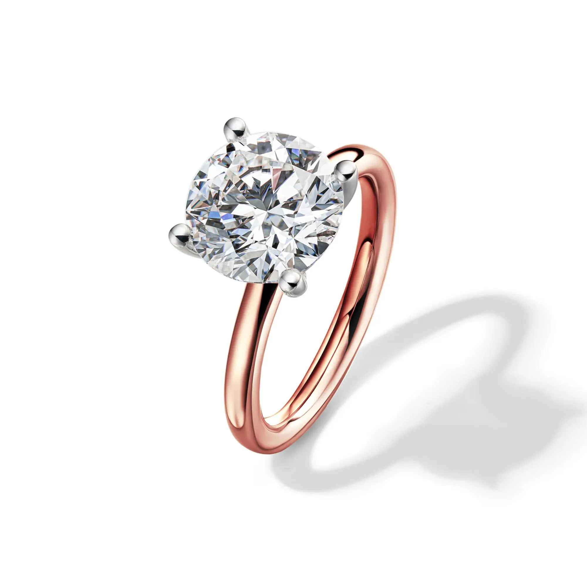 Lab Grown Diamond Round Solitaire Engagement Ring 14K Rose Gold (4 CT.) Size 10 2mm - Image 4