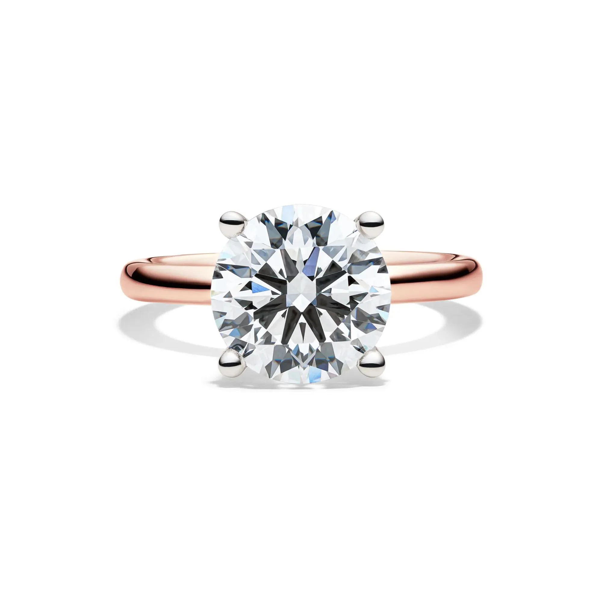 Lab Grown Diamond Round Solitaire Engagement Ring 14K Rose Gold (4 CT.) Size 8.5 2mm