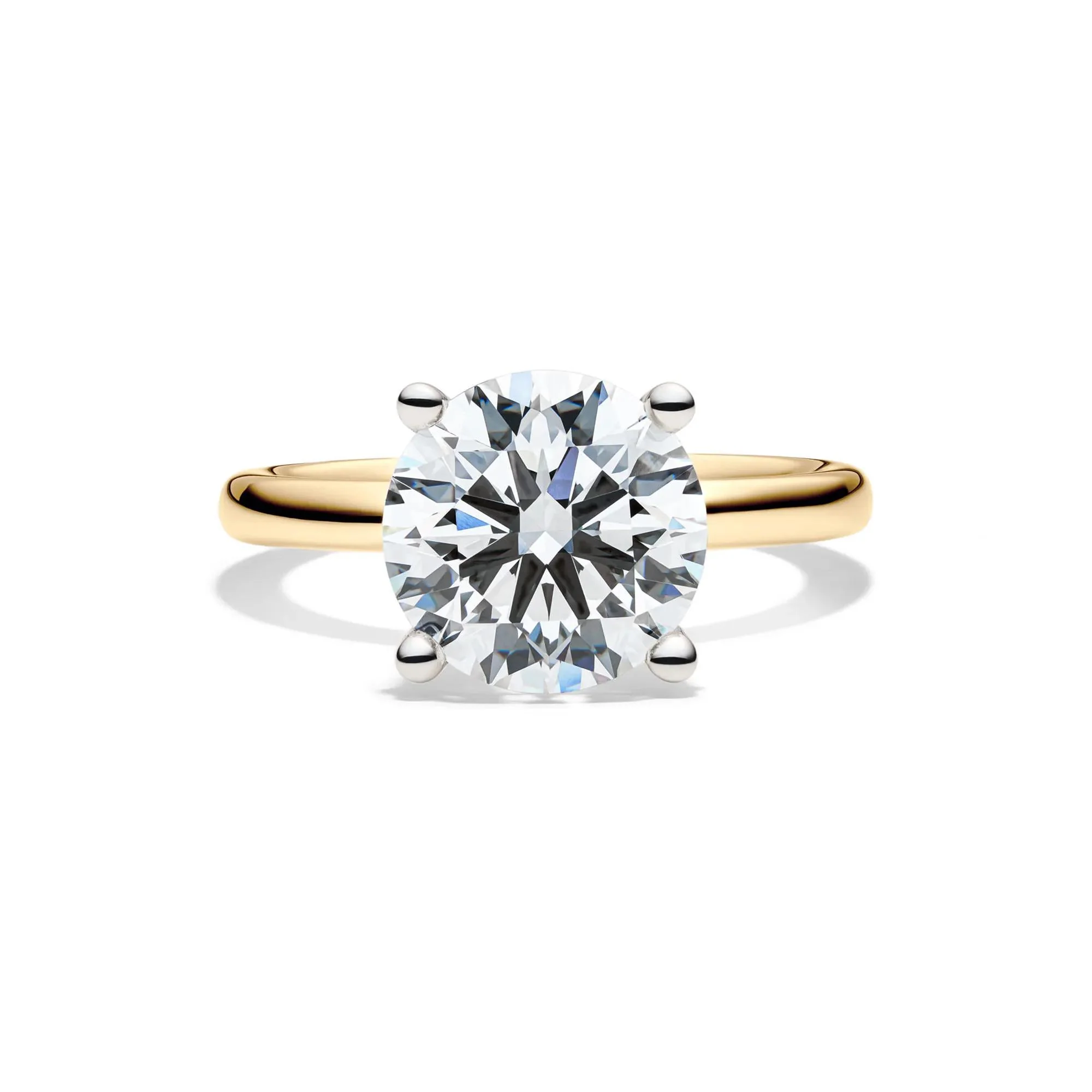 Lab Grown Diamond Solitaire Round Engagement Ring 14K Yellow Gold (4 CT.) Size 10.5 2mm