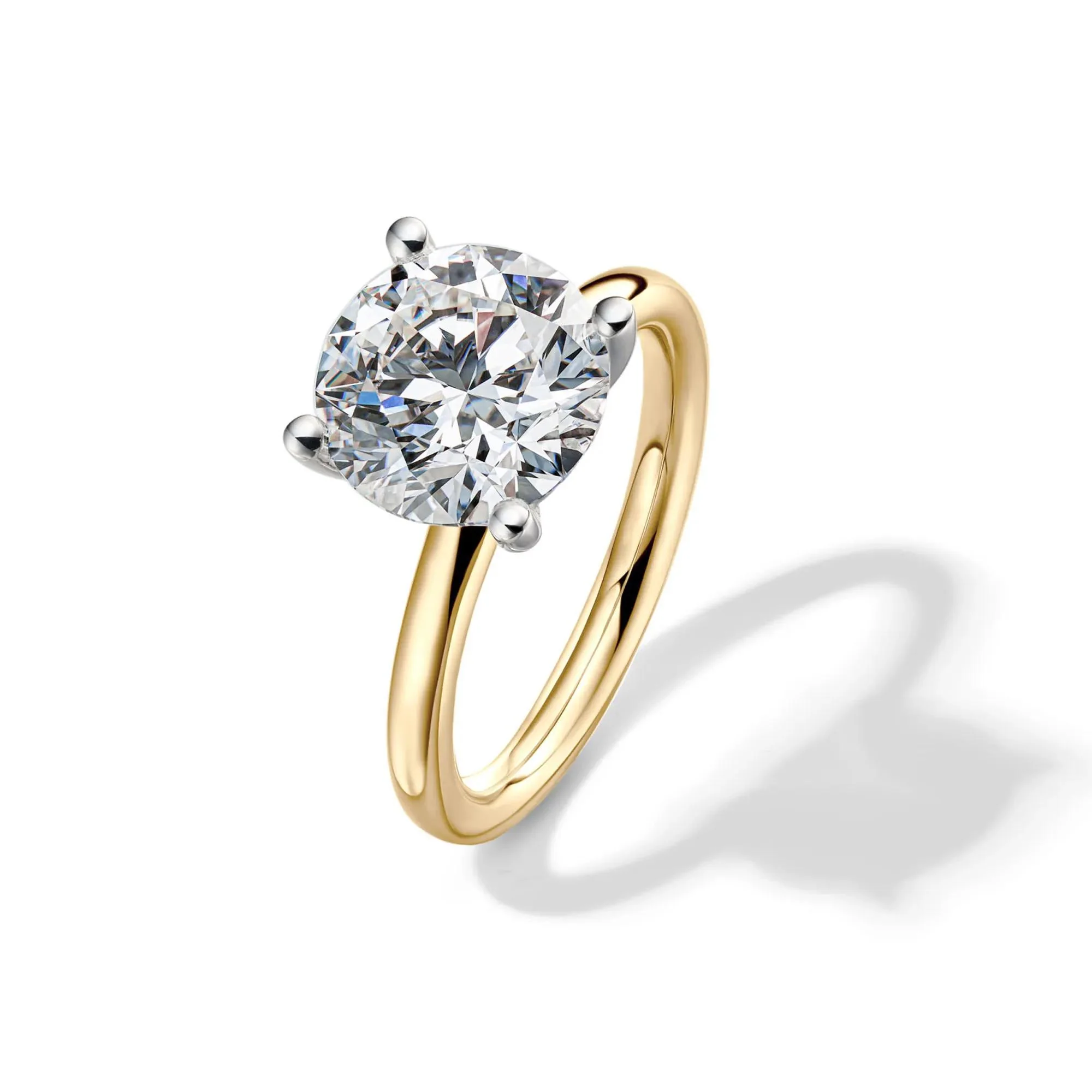 Lab Grown Diamond Solitaire Round Engagement Ring 14K Yellow Gold (4 CT.) Size 8 2mm - Image 4