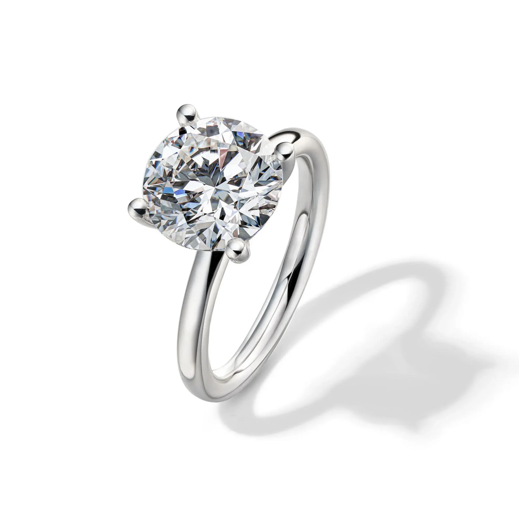 Lab Grown Diamond Round Solitaire Engagement Ring Platinum (4 CT.) White Size 4.5 2mm - Image 4