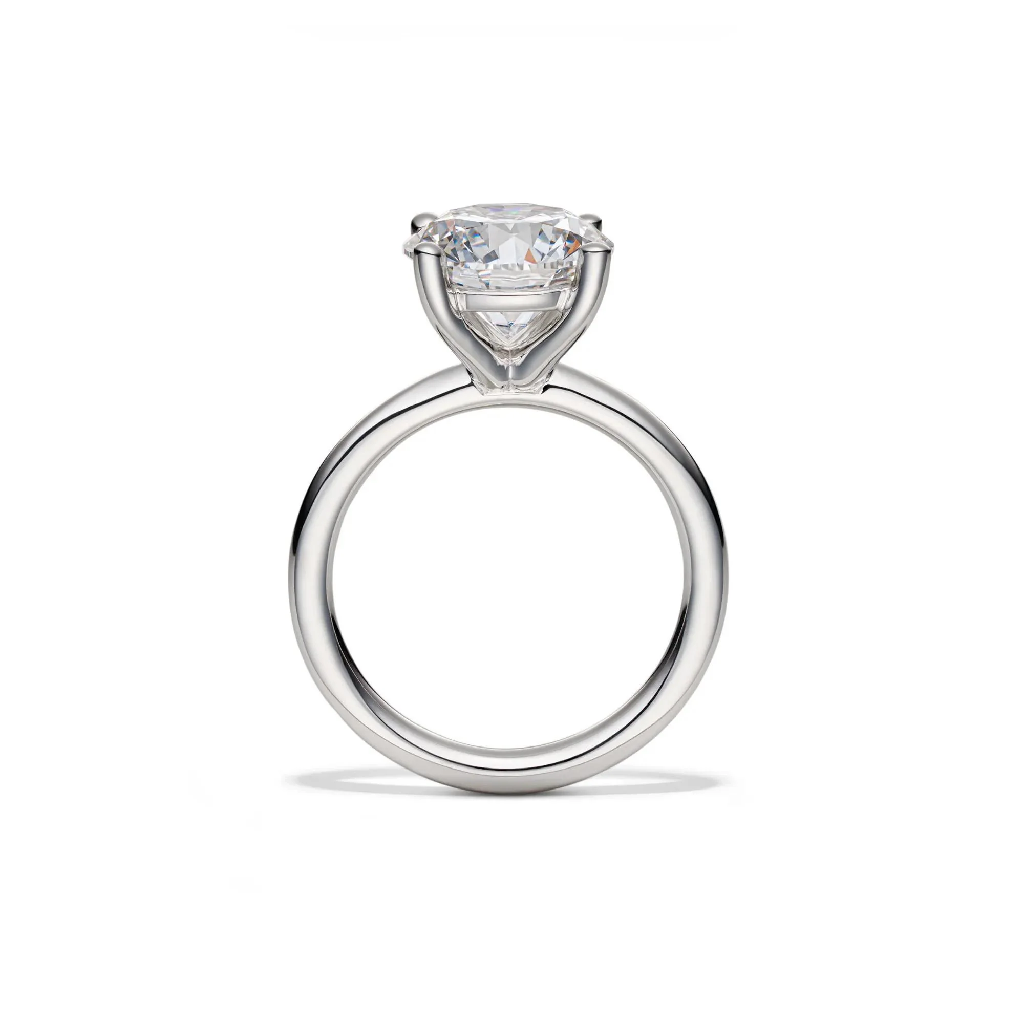 Lab Grown Diamond Round Solitaire Engagement Ring Platinum (4 CT.) White Size 7.5 2mm - Image 2