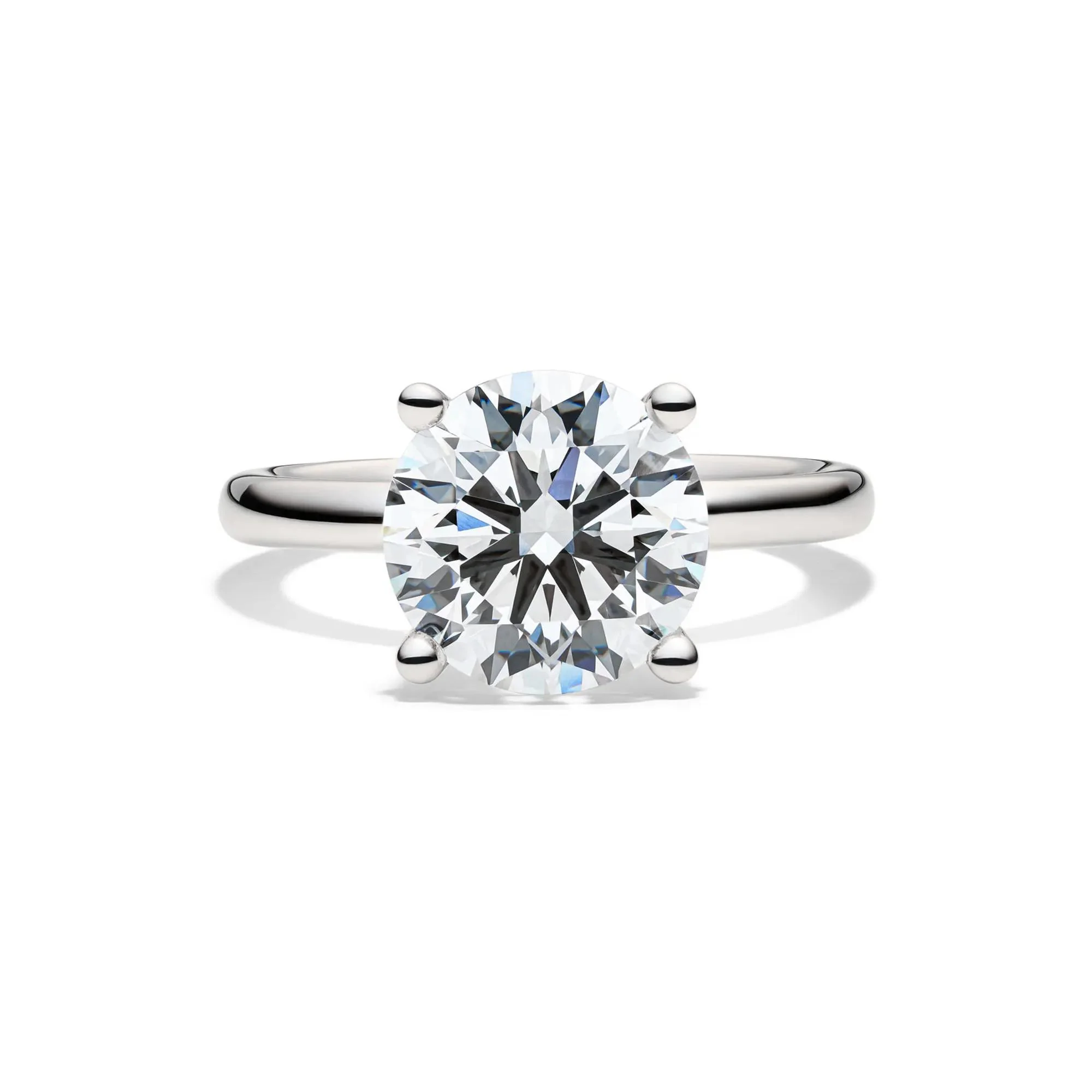 Lab Grown Diamond Round Solitaire Engagement Ring Platinum (4 CT.) White Size 8.5 2mm
