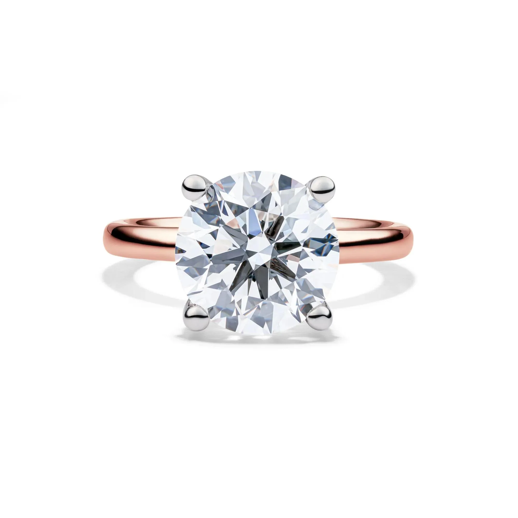 Lab Grown Diamond Round Solitaire Engagement Ring 14K Rose Gold (5 CT.) Size 7 2mm