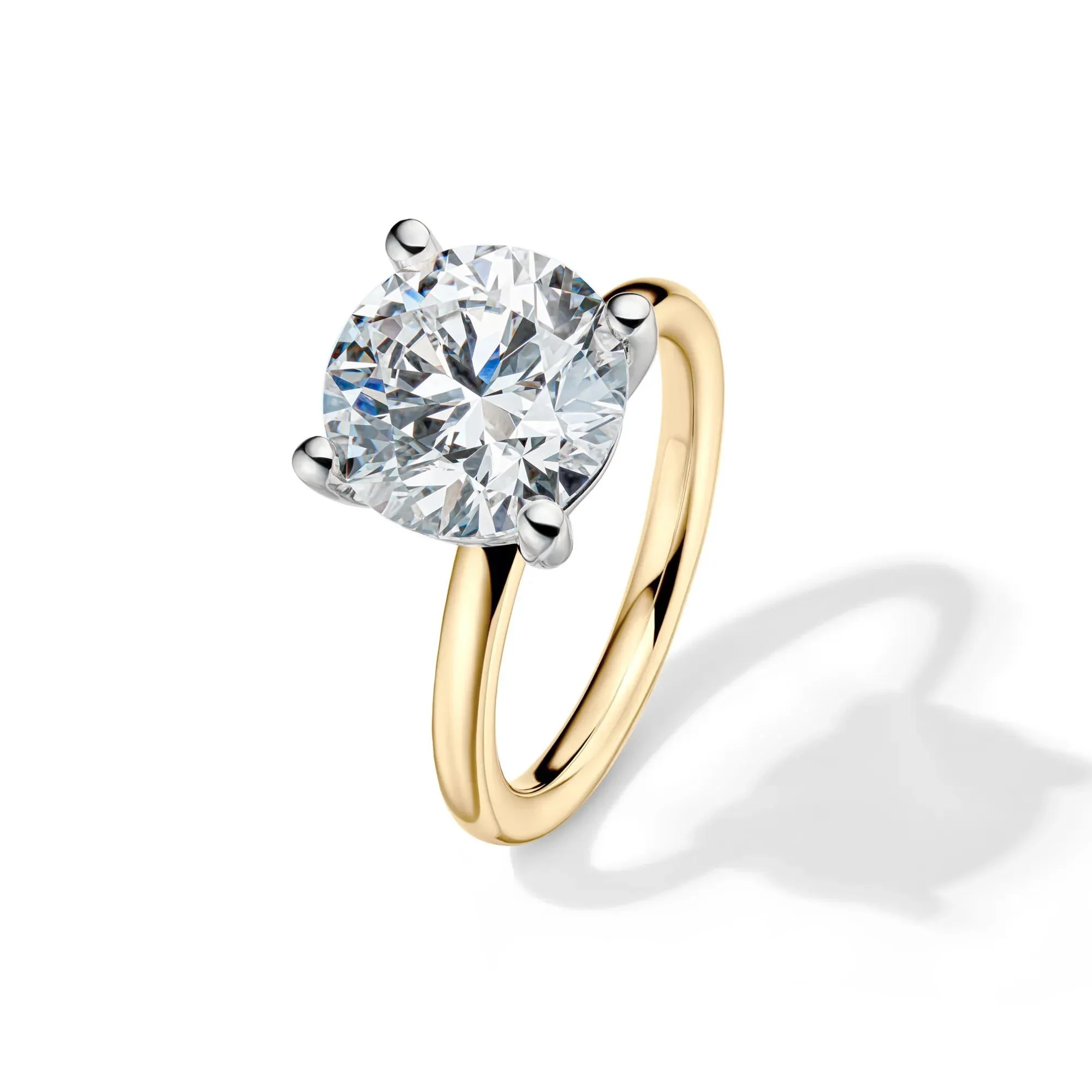Lab Grown Diamond Round Solitaire Engagement Ring 14K Yellow Gold (5 CT.) Size 5 2mm - Image 4