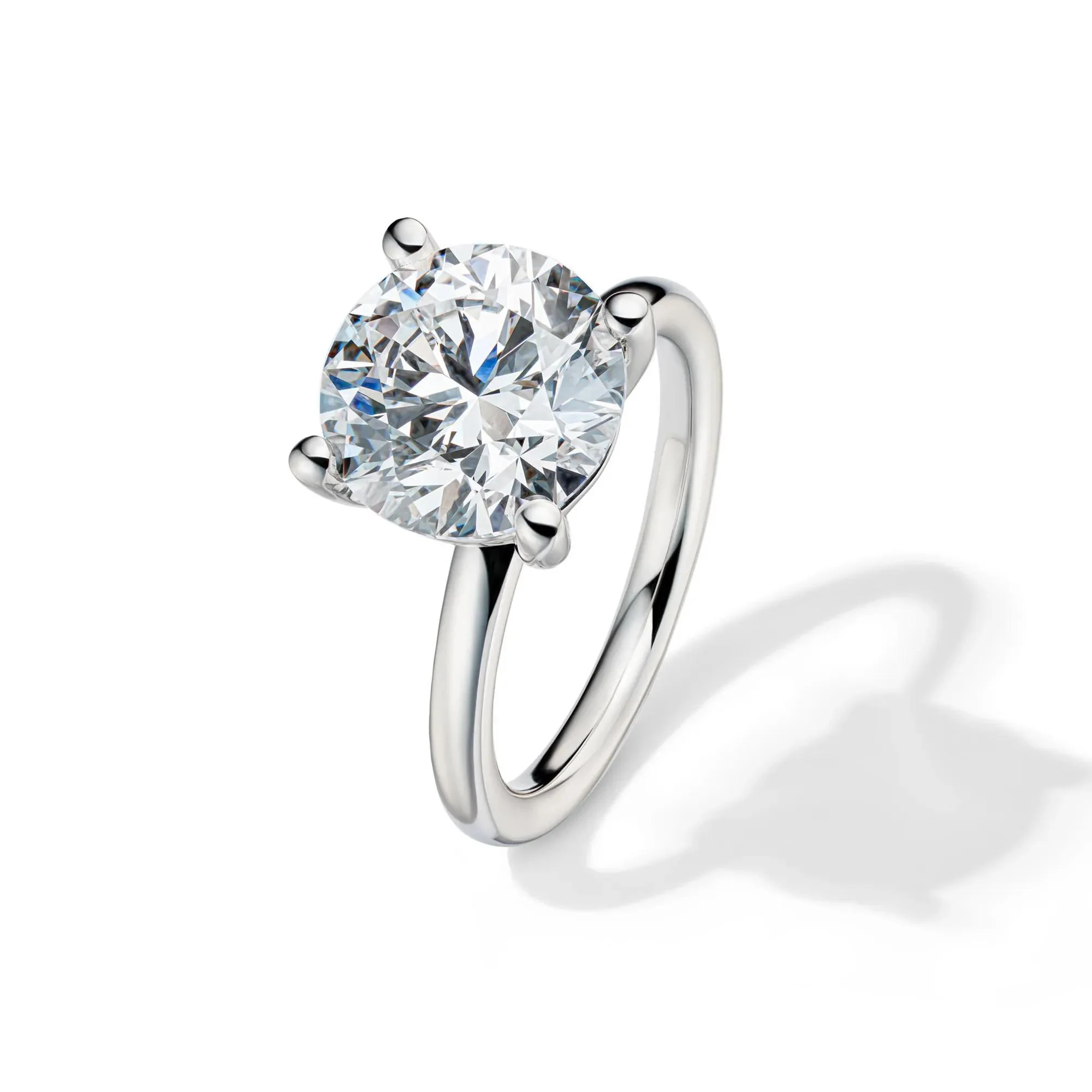 Lab Grown Diamond Round Solitaire Engagement Ring Platinum (5 CT.) White Size 12 2mm - Image 4