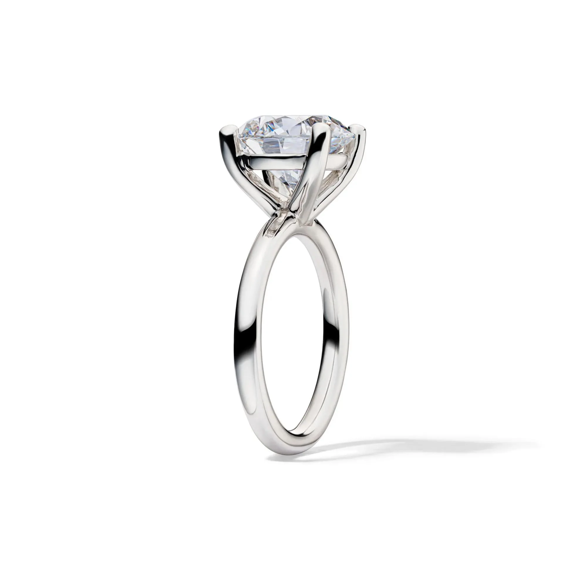 Lab Grown Diamond Round Solitaire Engagement Ring Platinum (5 CT.) White Size 4 2mm - Image 3