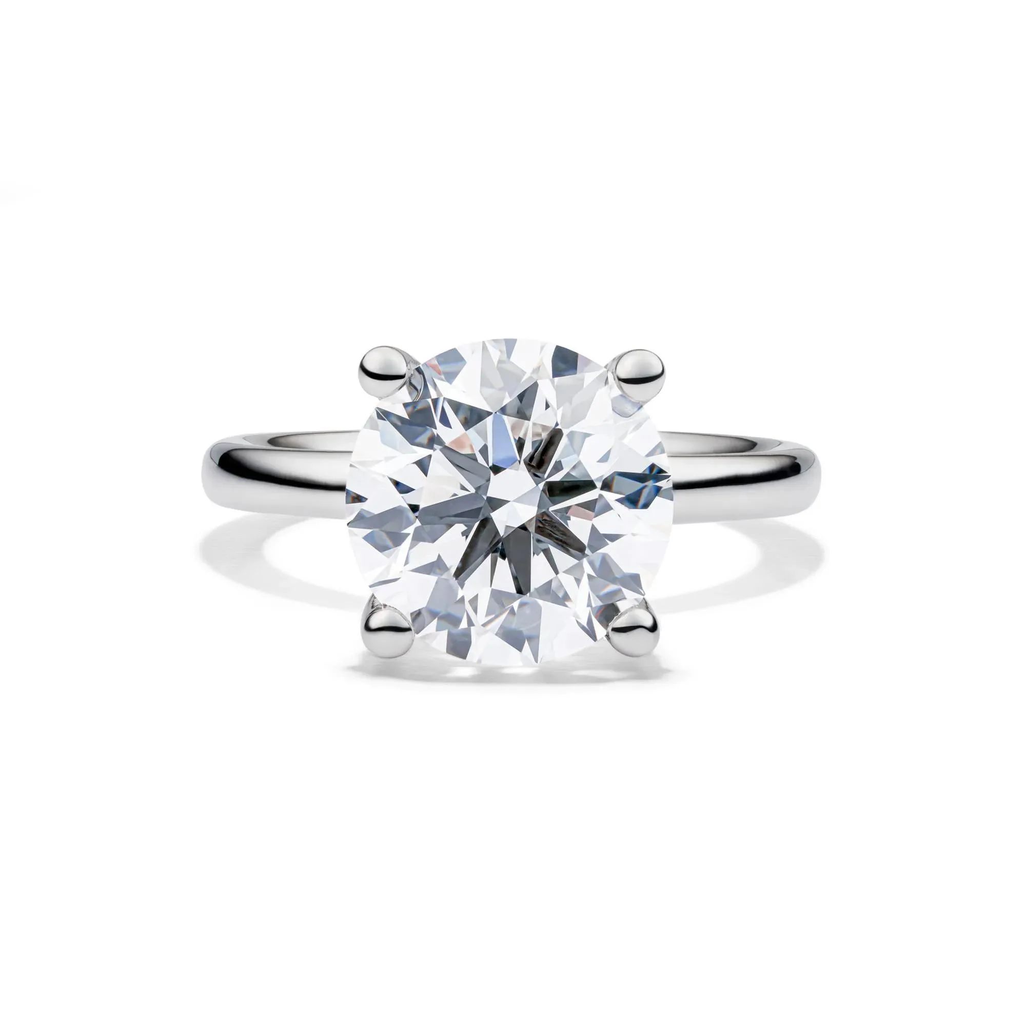 Lab Grown Diamond Round Solitaire Engagement Ring Platinum (5 CT.) White Size 7.5 2mm