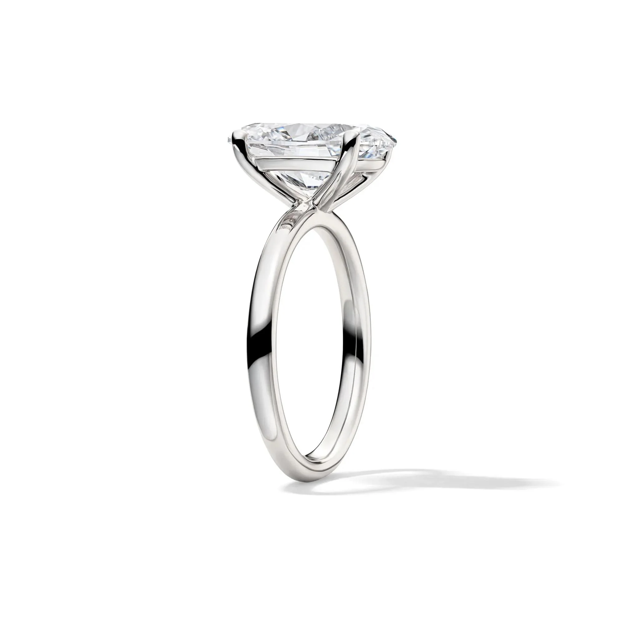 Lab Grown Diamond Oval Solitaire Engagement Ring Platinum (4 CT.) White Size 8 2mm - Image 3